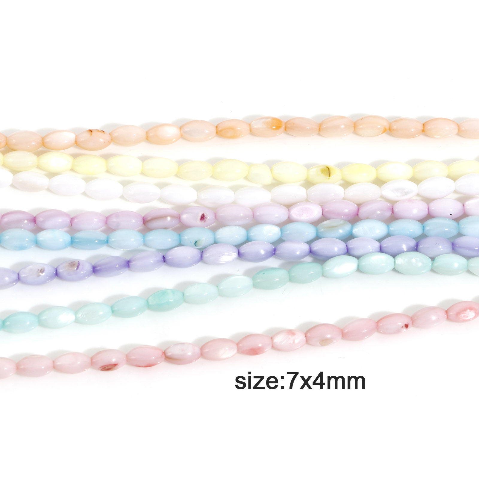 Bild von 1 Strang Muschel Perlen für die DIY-Schmuckherstellung Reiskorn Bunt Gefärbt 7mm x 4mm