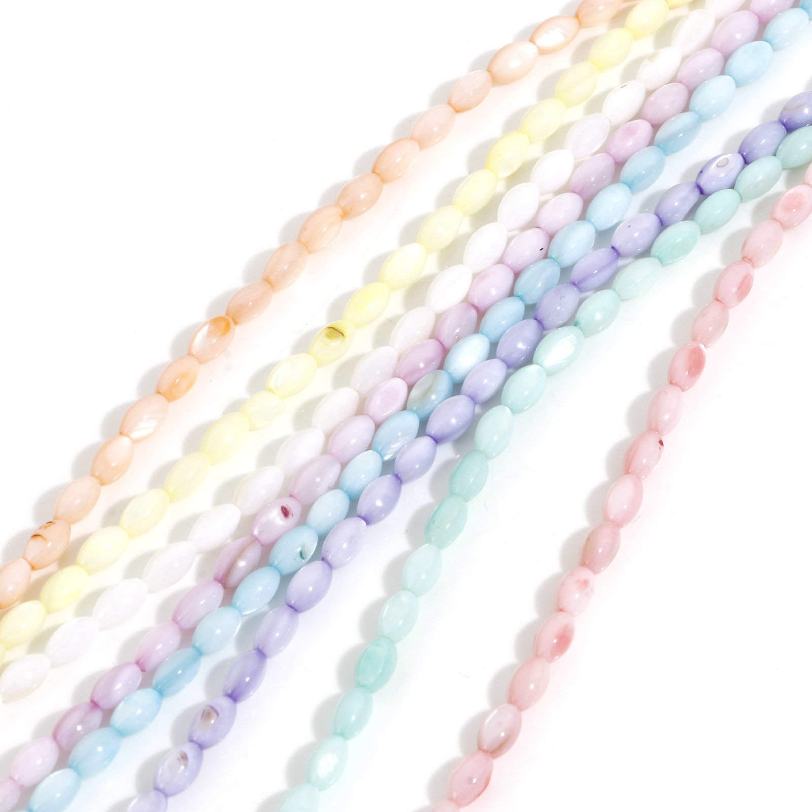 Bild von 1 Strang Muschel Perlen für die DIY-Schmuckherstellung Reiskorn Bunt Gefärbt 7mm x 4mm