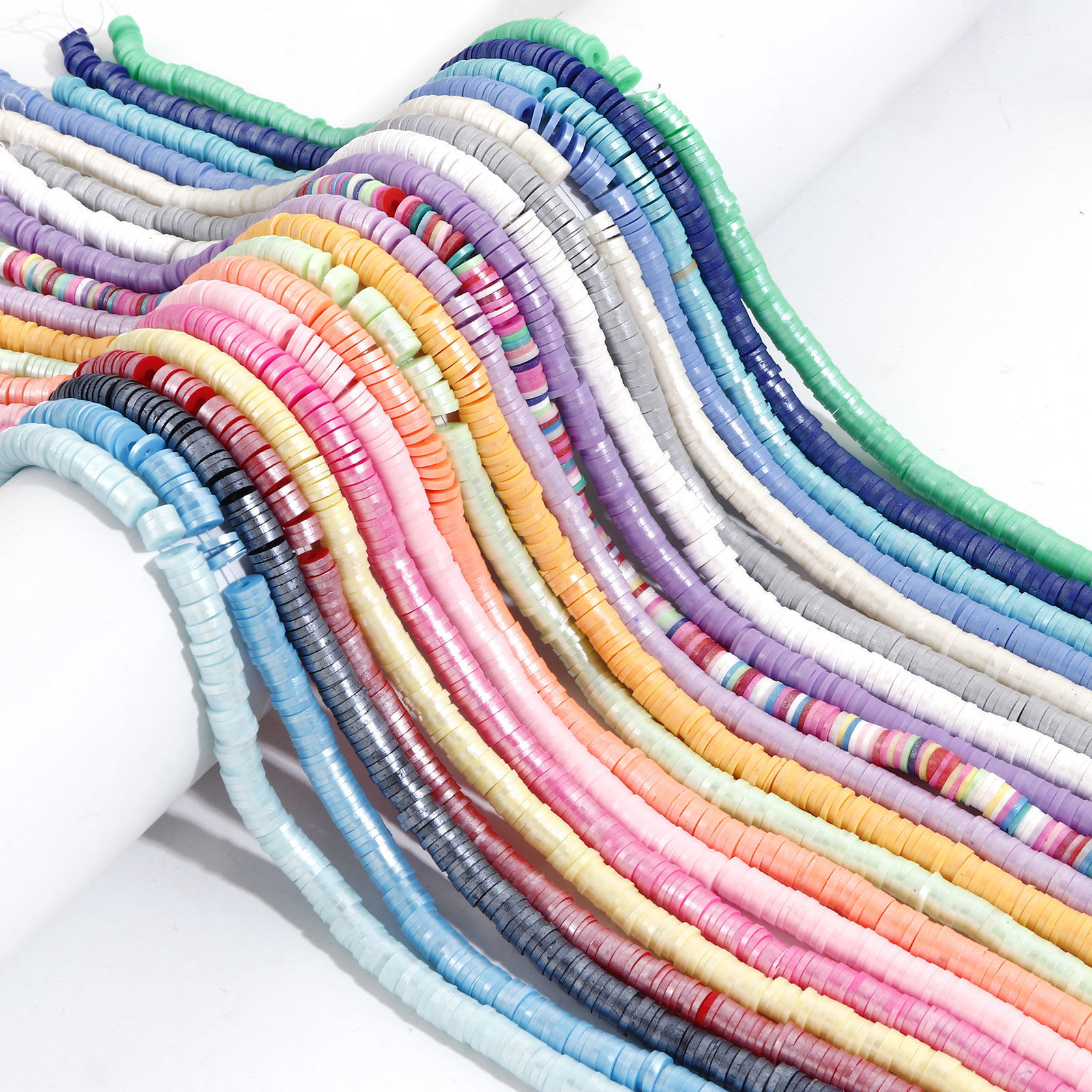 Picture of 2 Strands (Approx 330 PCs/Strand) Polymer Clay Katsuki Beads Round Multicolor Pearlized About 6mm Dia