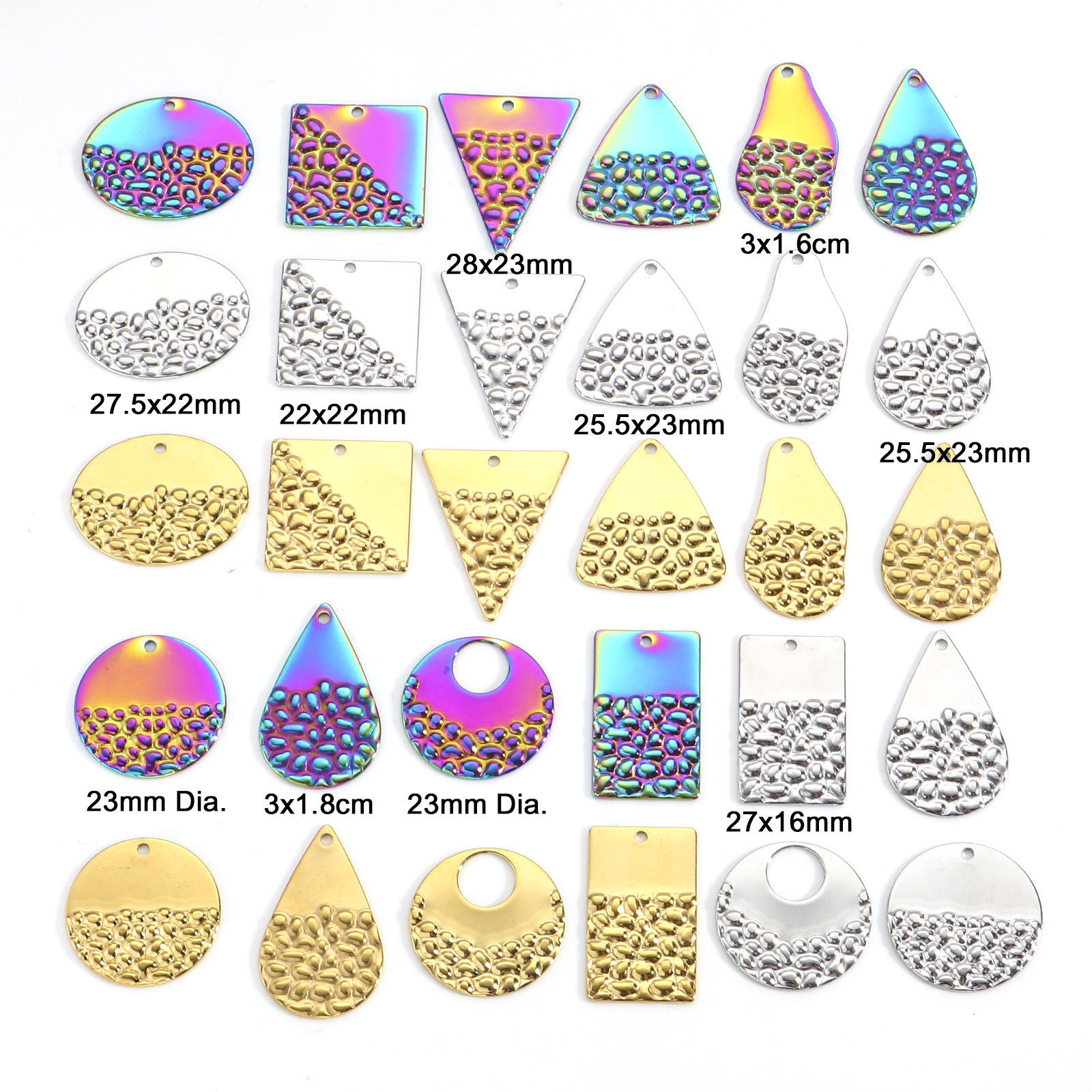Picture of 304 Stainless Steel Geometry Series Charms Multicolor Geometric Texture
