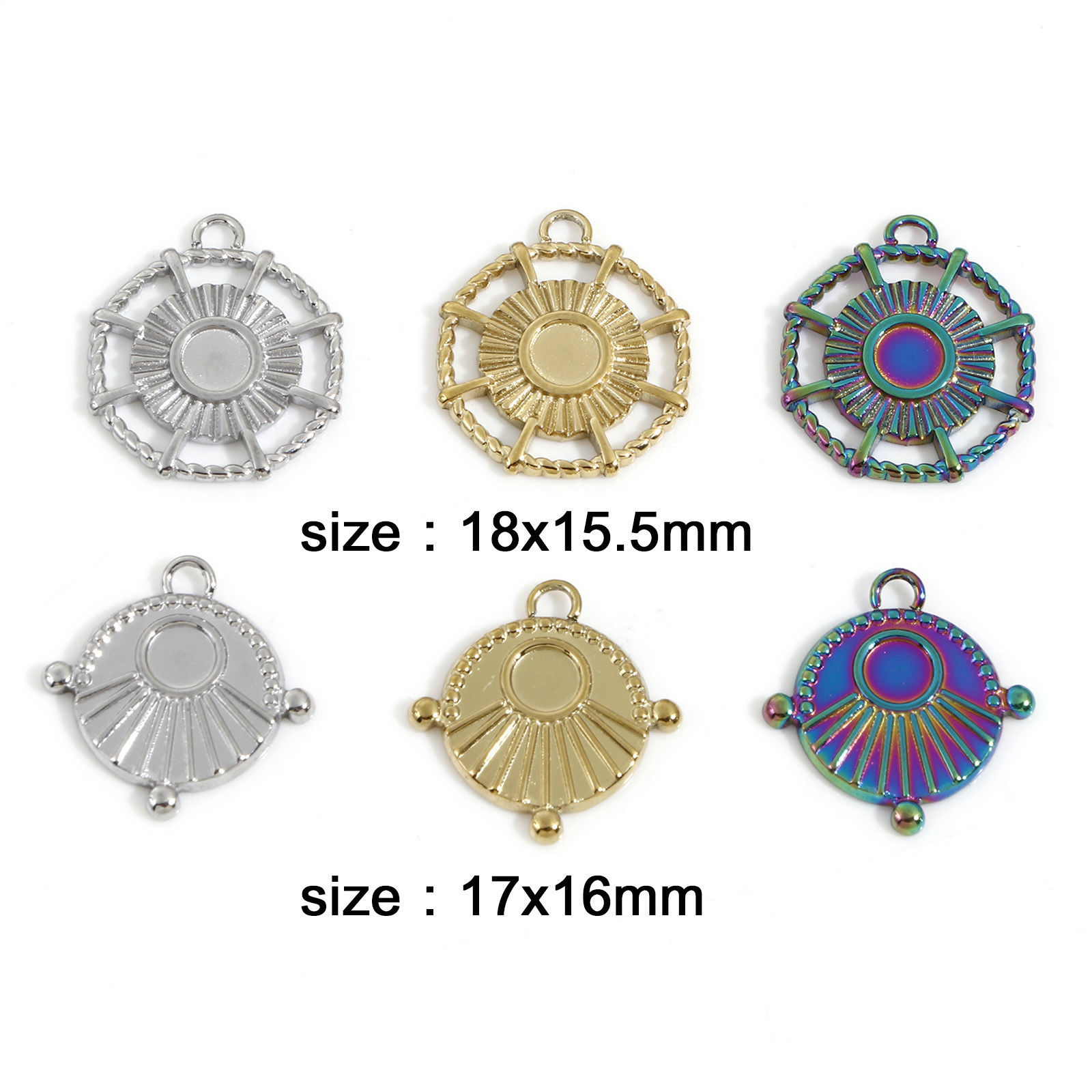 Изображение Экологичный 304 Нержавеющая Сталь галактика Подвески Солнце Разноцветный Основы для Кабошонов (Подходит 4мм ) 3 ШТ