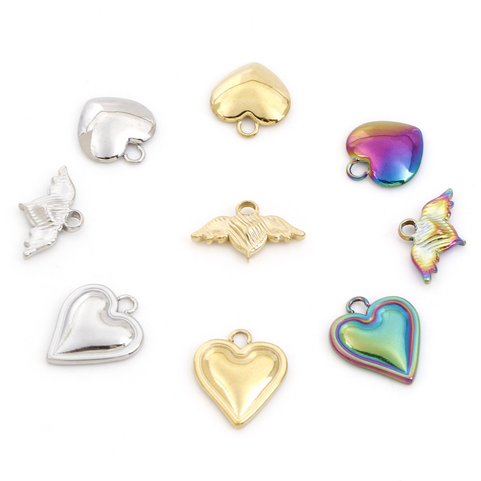 Bild von Umweltfreundliche Vakuumbeschichtung 304 Edelstahl Valentinstag Charms Herz Bunt Cabochon Fassung 3 Stück