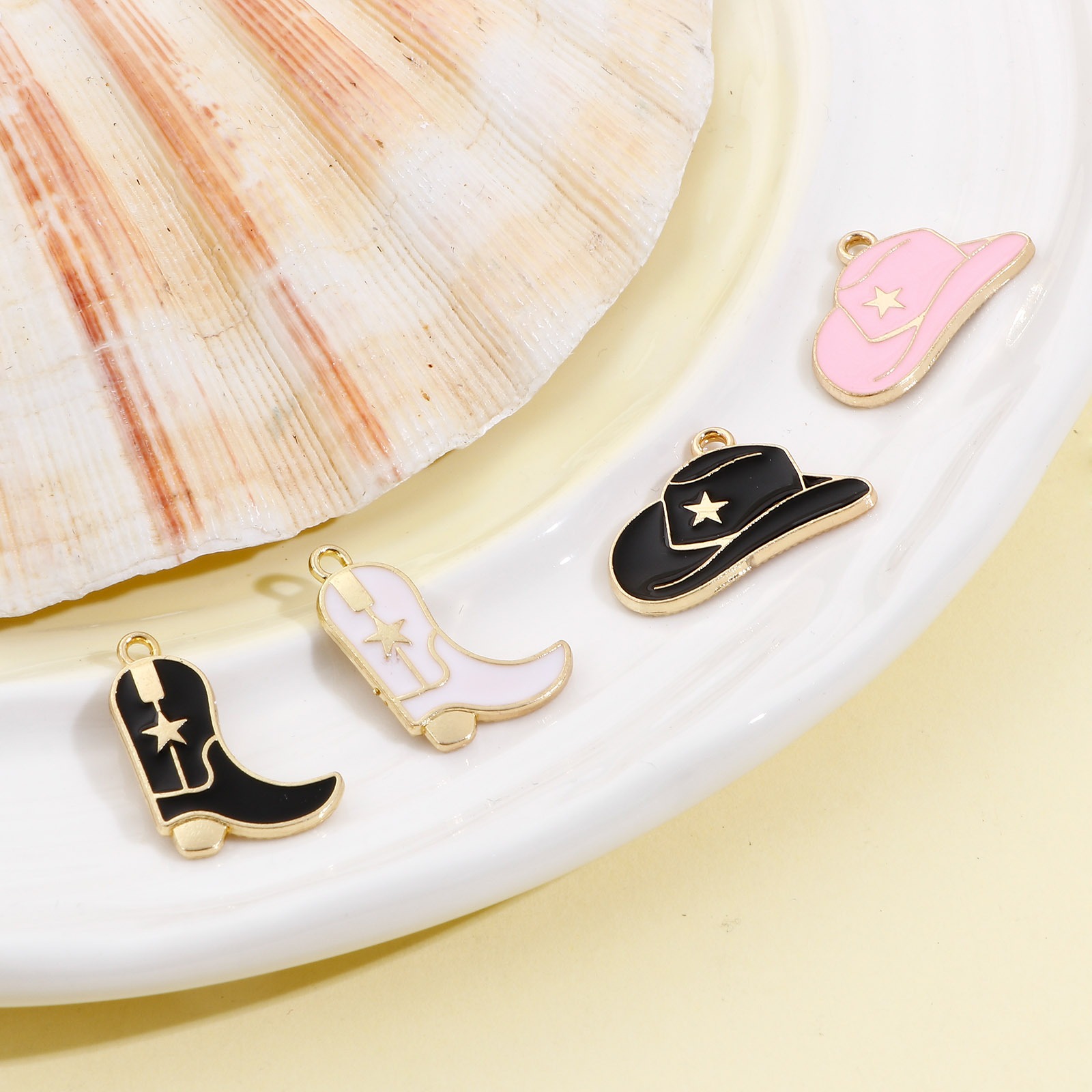 Picture of Zinc Based Alloy West Cowboy Charms Gold Plated Boots Hat Enamel