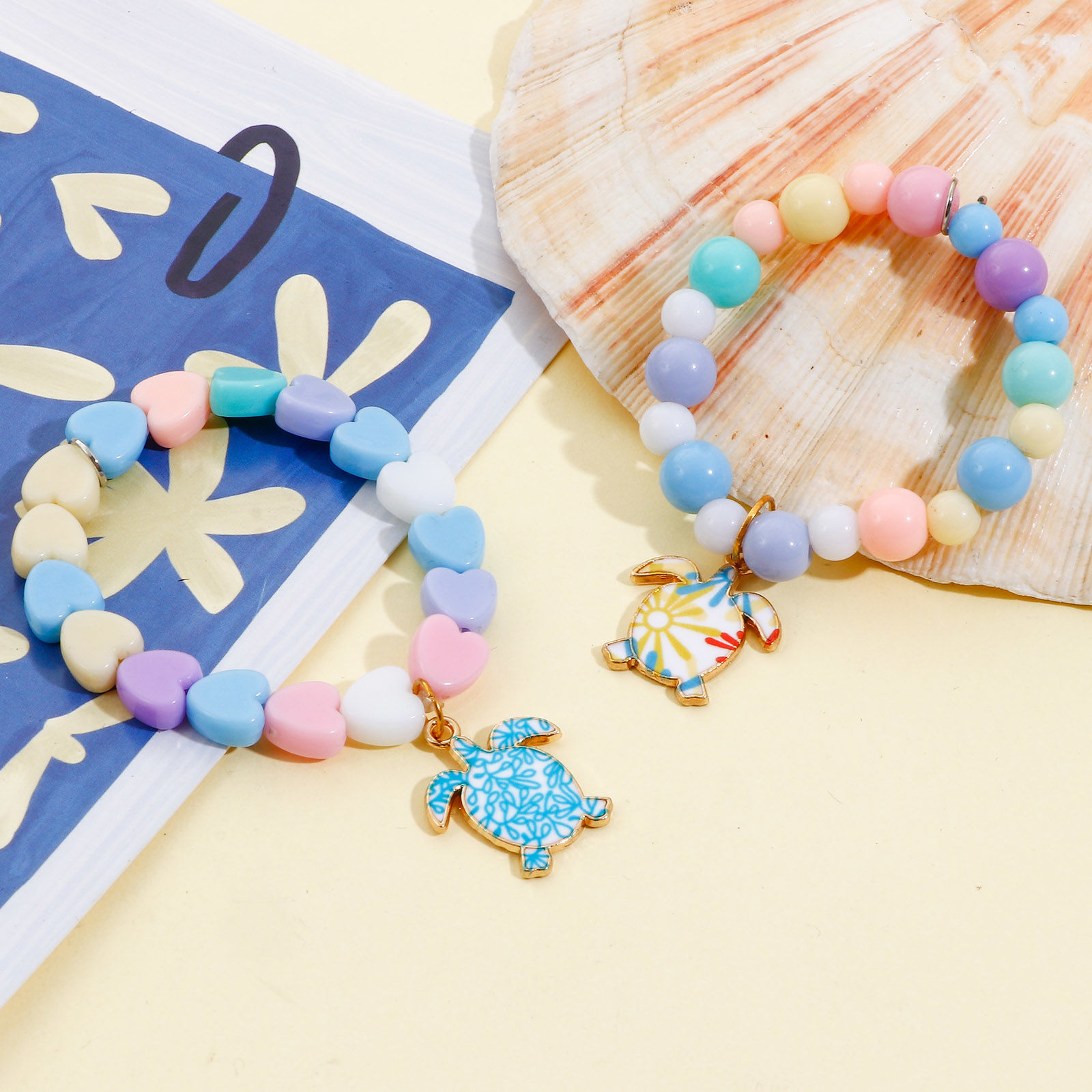 Imagen de Zamak Joyería del océano Colgantes Charms Chapado en Oro Multicolor Tortuga Marina Esmalte 22mm x 18mm, 10 Unidades