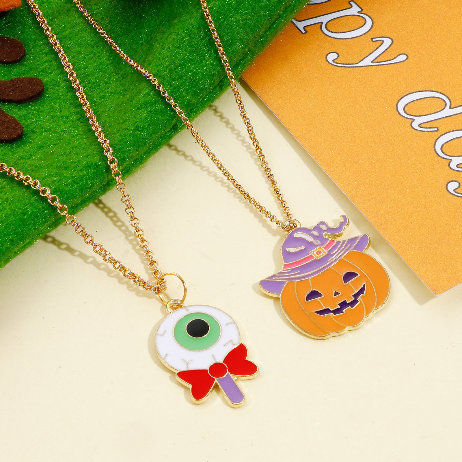 Imagen de Zamak Halloween Colgantes Chapado en Oro Esmalte 10 Unidades
