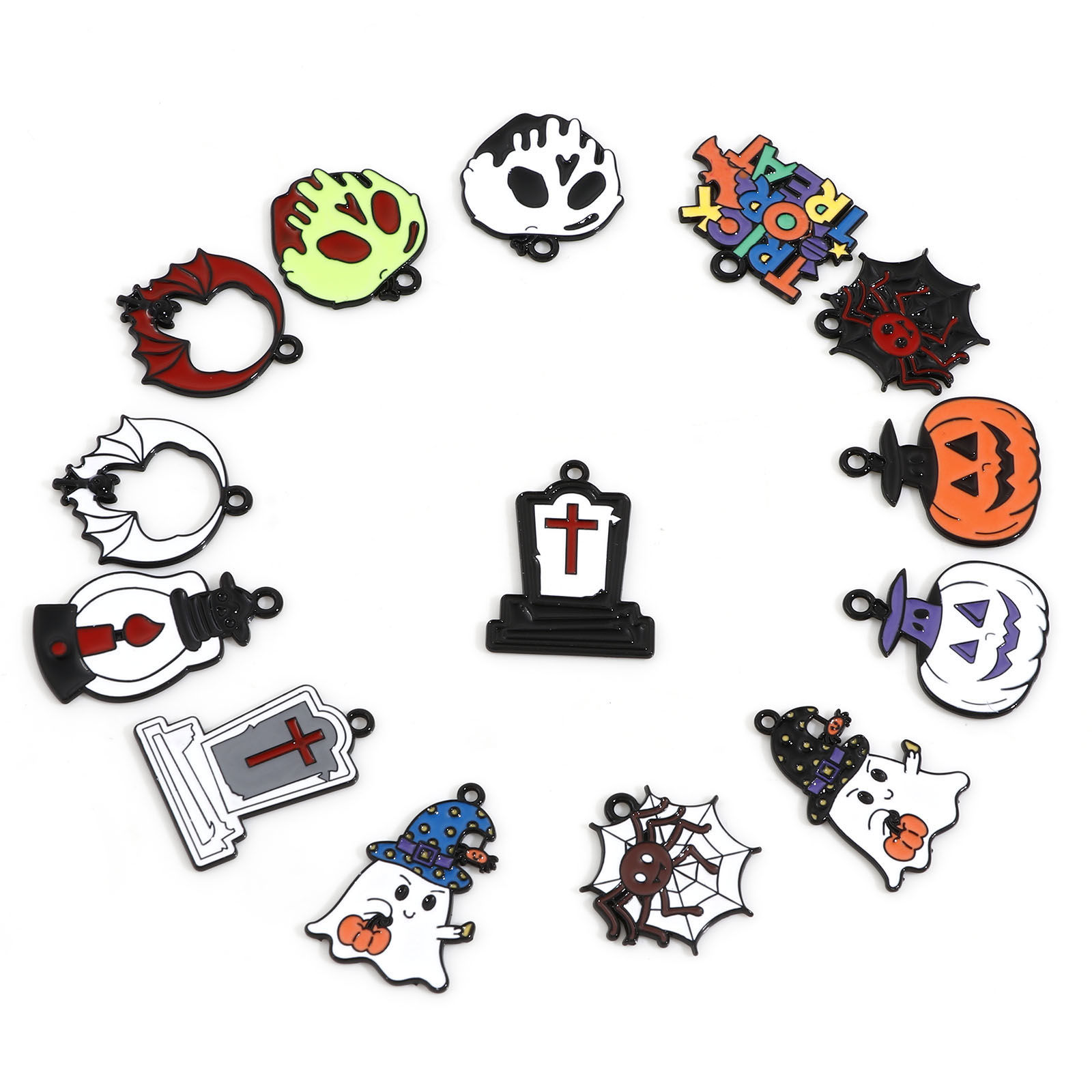Picture of Zinc Based Alloy Halloween Charms Multicolor Enamel
