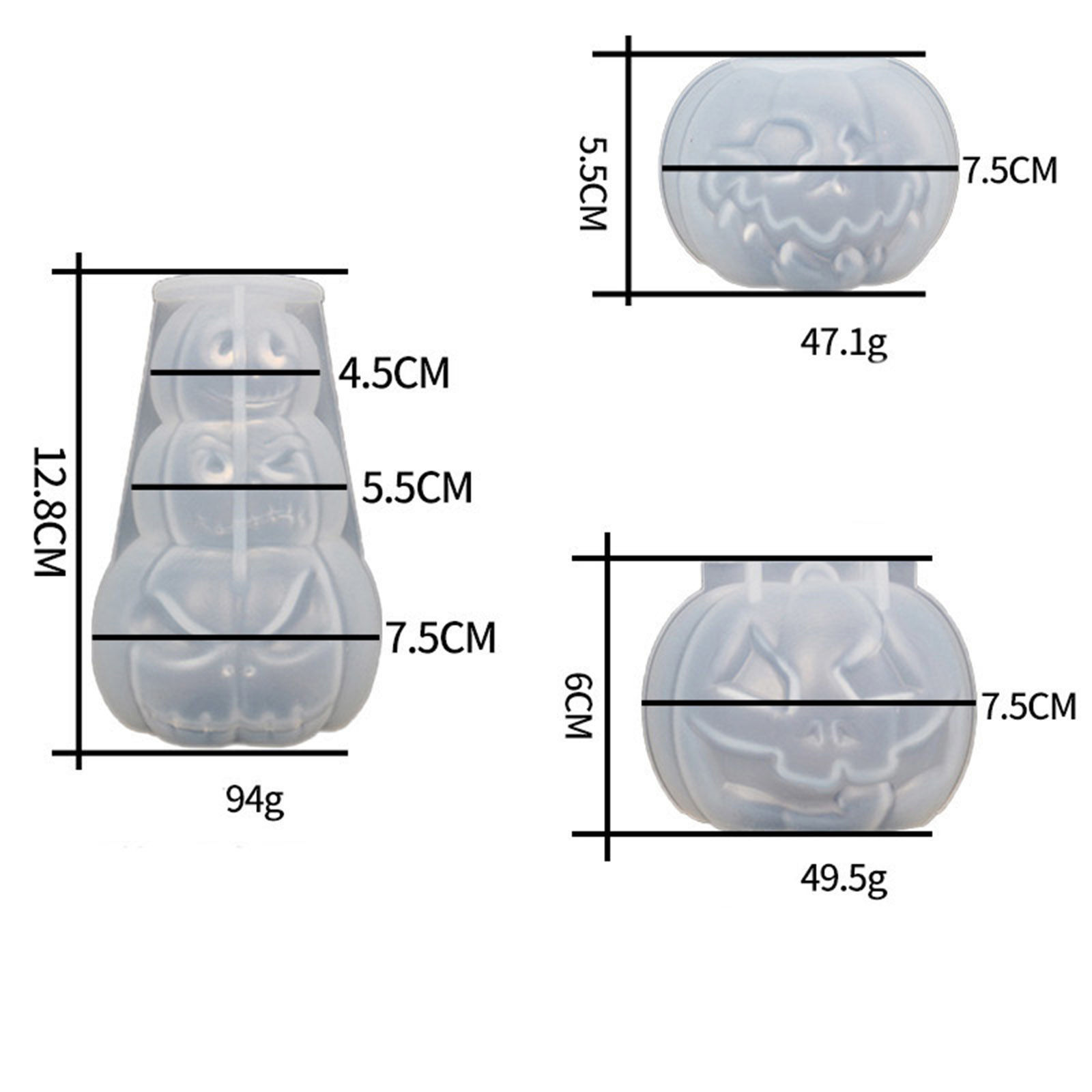 Picture of Silicone Halloween Resin Mold For Candle Soap DIY Making Pumpkin White