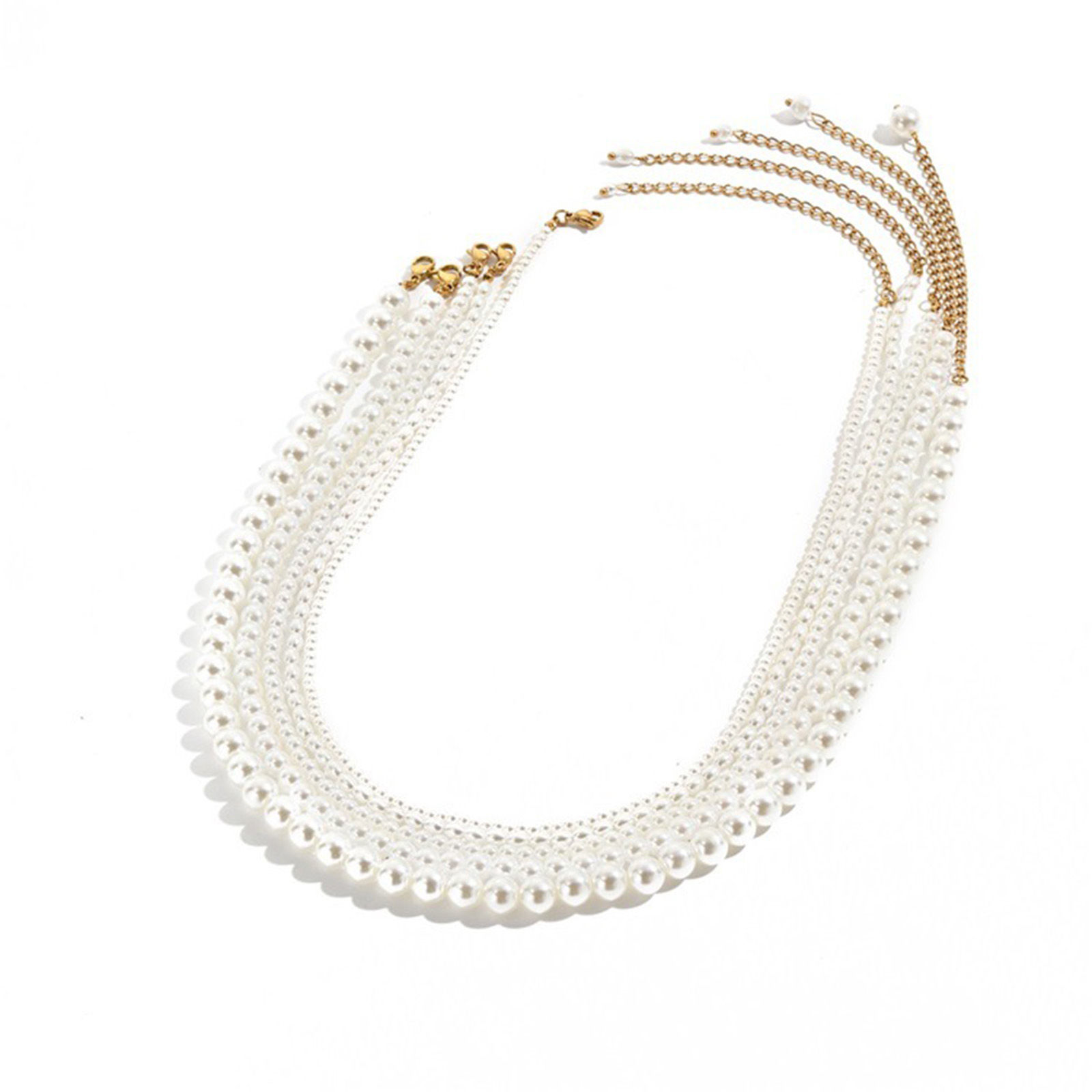 Bild von Edelstahl & Acryl Elegant Perlenkette 14K Gold Imitat Perle 1 Strang
