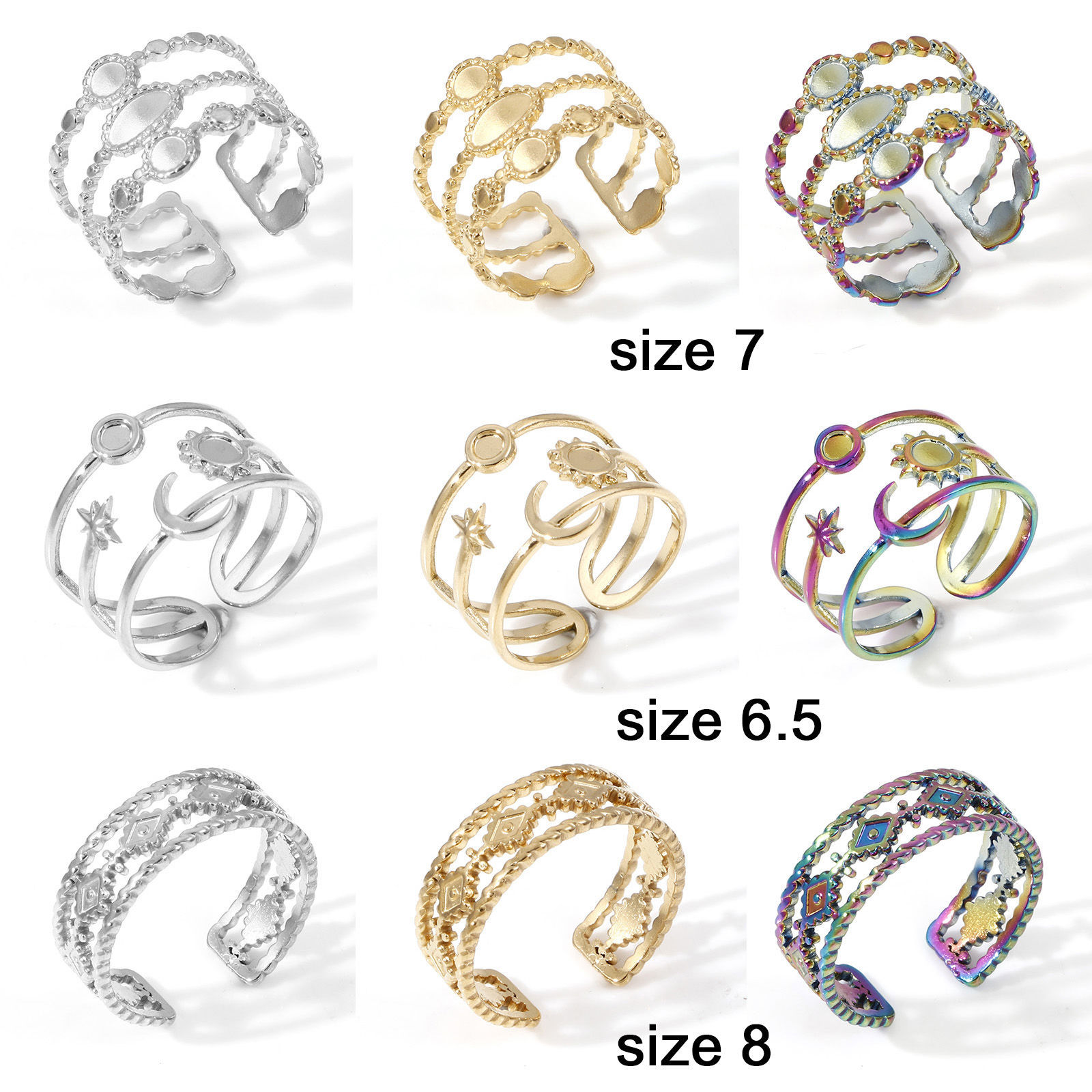 Picture of 304 Stainless Steel Open Rings Multicolor