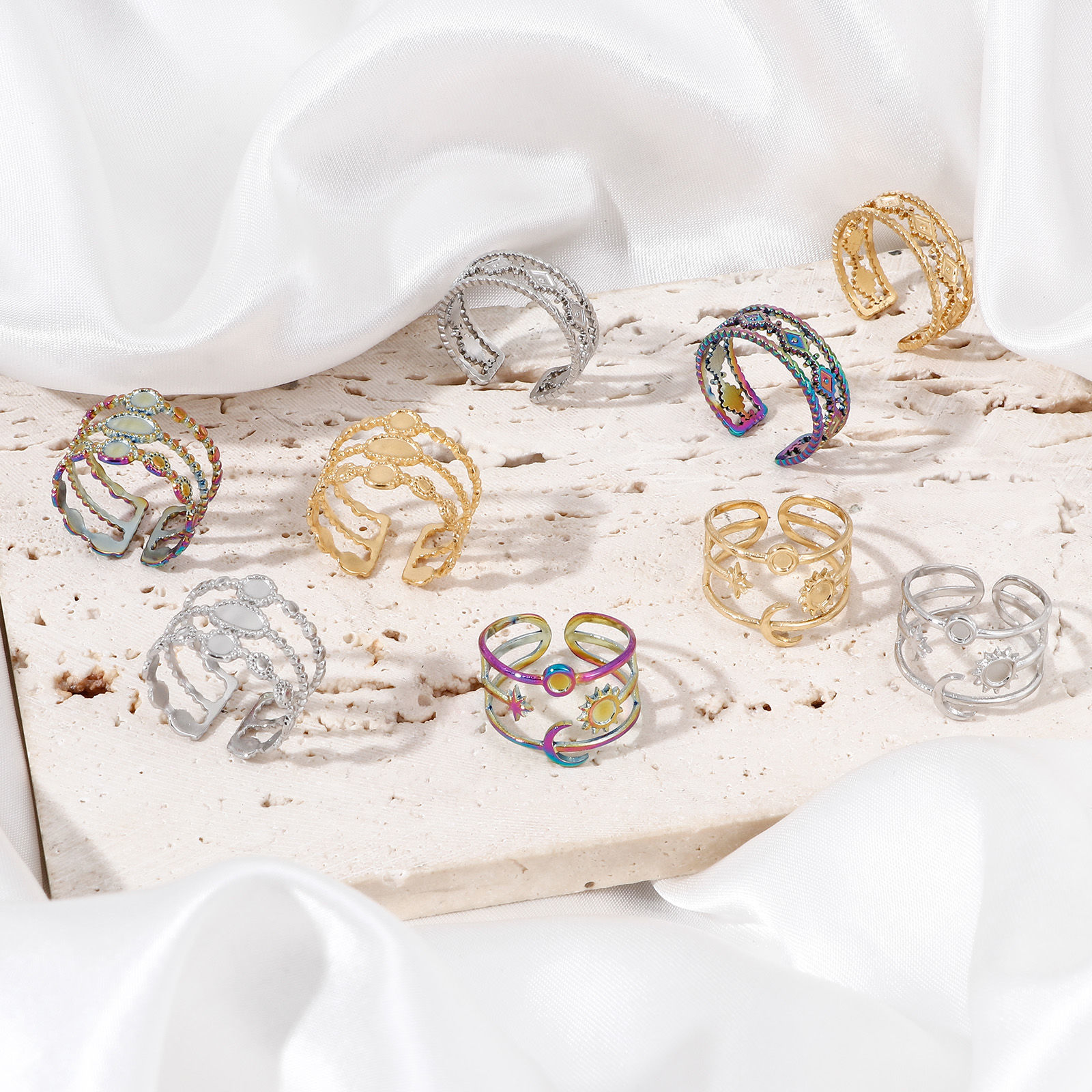Picture of 304 Stainless Steel Open Rings Multicolor