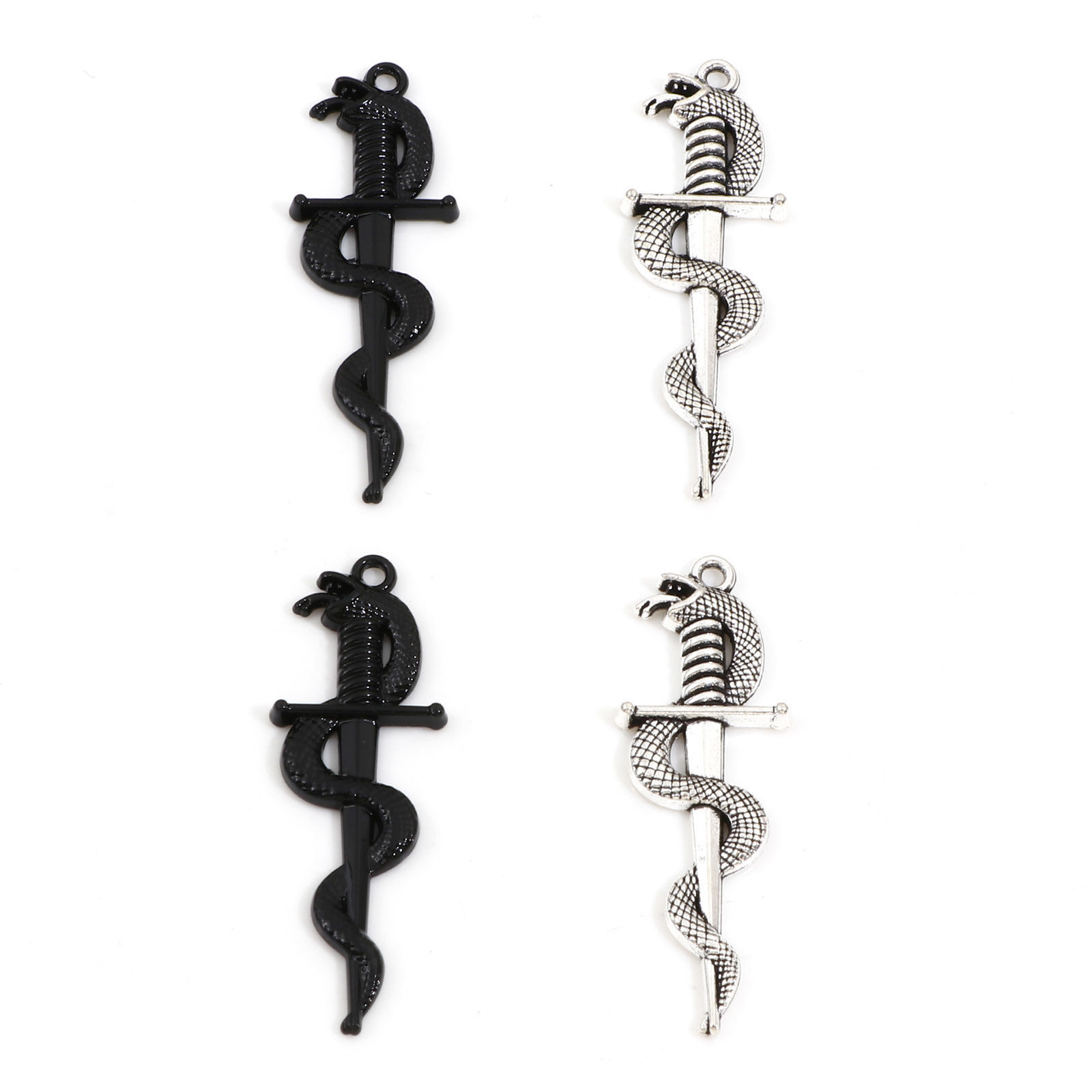 Picture of Zinc Based Alloy Pendants Multicolor Sword Snake 4cm x 1.4cm