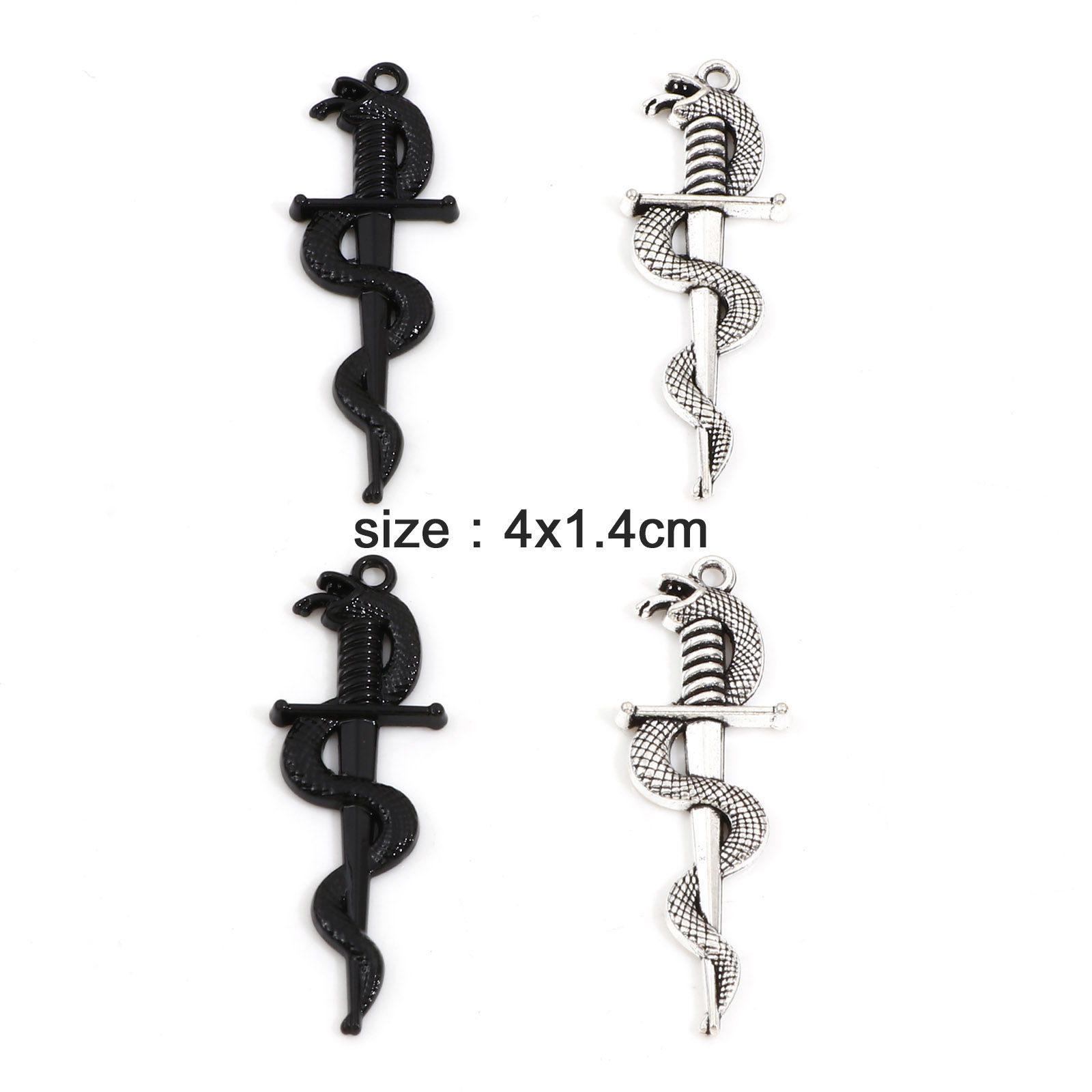 Picture of Zinc Based Alloy Pendants Multicolor Sword Snake 4cm x 1.4cm