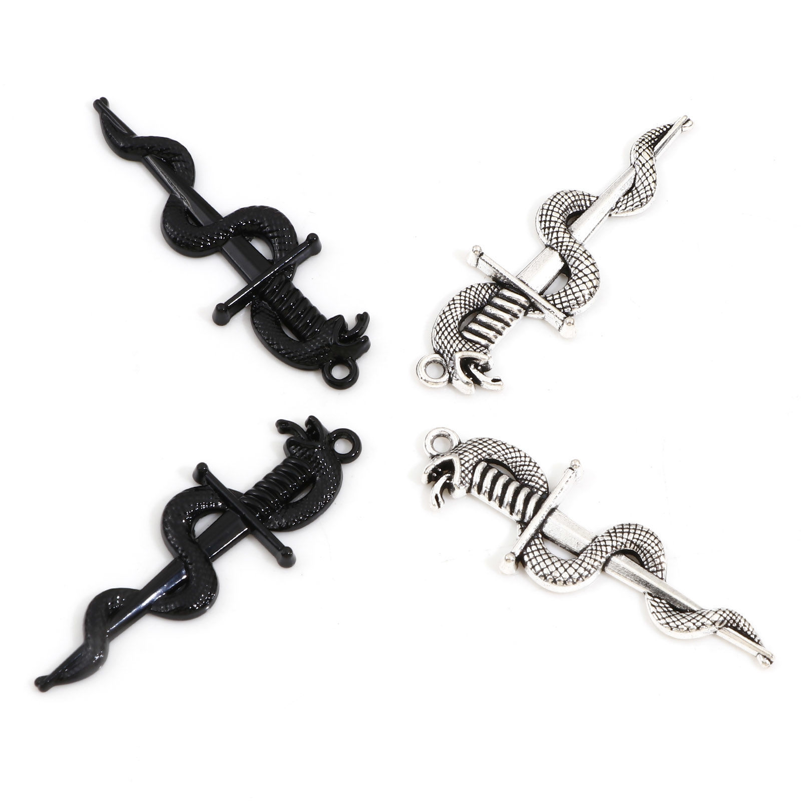 Picture of Zinc Based Alloy Pendants Multicolor Sword Snake 4cm x 1.4cm