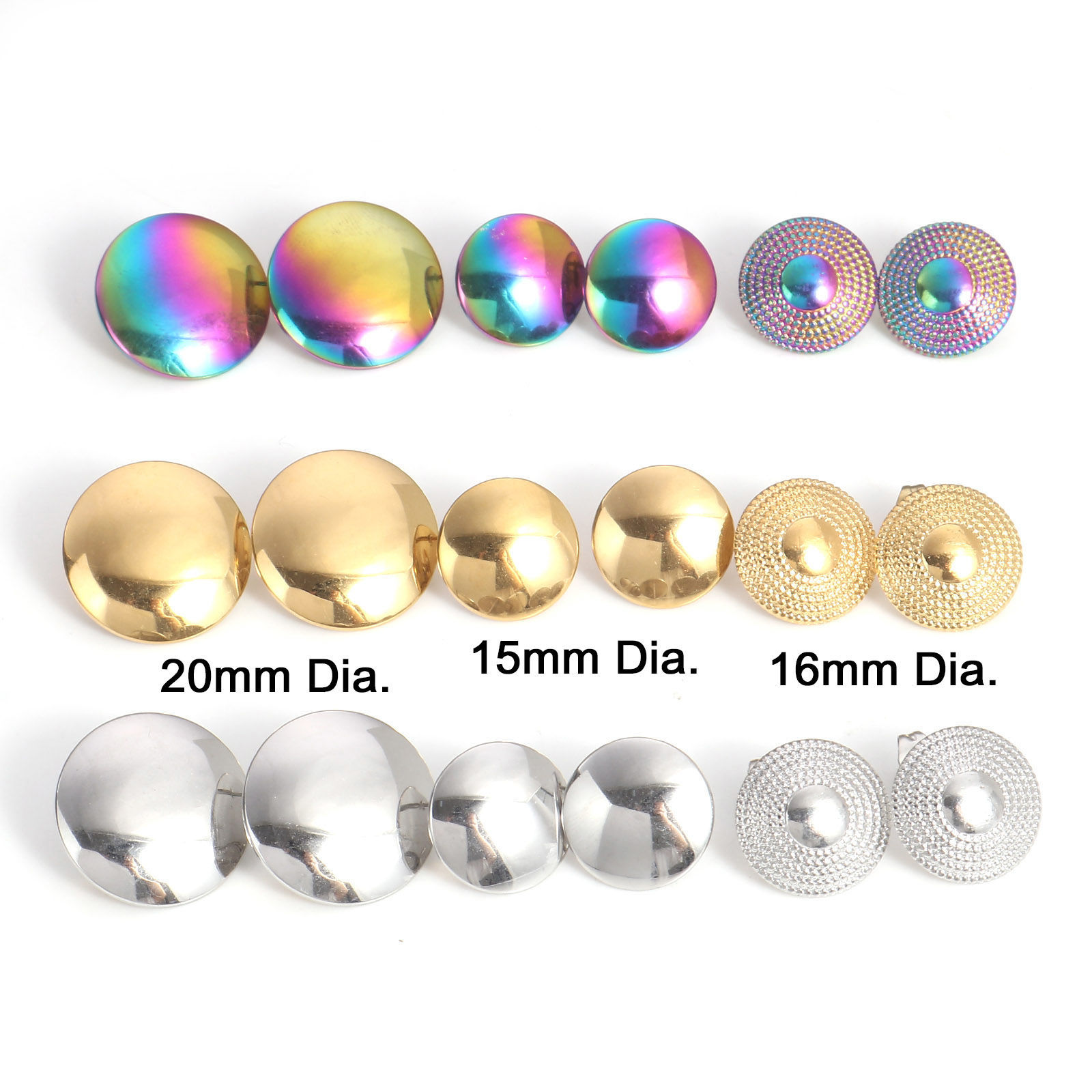 Picture of 304 Stainless Steel Geometry Series Ear Post Stud Earring With Loop Connector Accessories Round