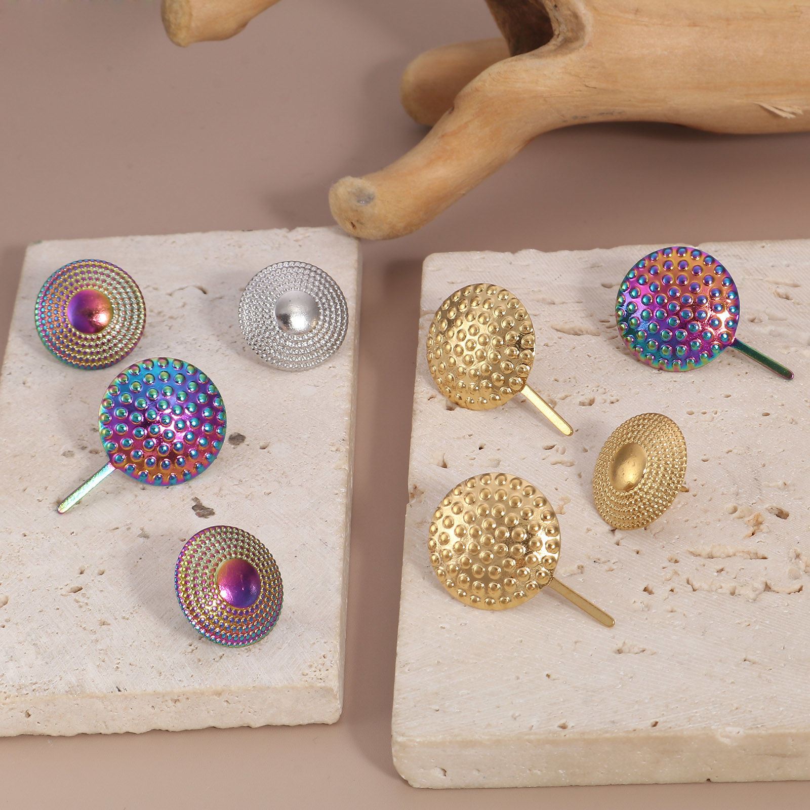Bild von 304 Edelstahl Geometrie Serie Ohrring Ohrstecker Mit Stöpsel Drahtstärke: (21 gauge), 4 Stück