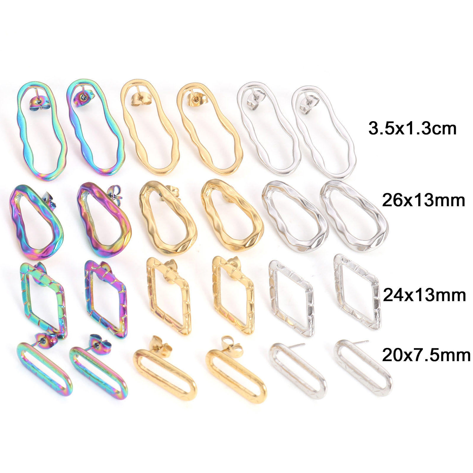 Picture of 304 Stainless Steel Geometry Series Ear Post Stud Earrings With Stoppers