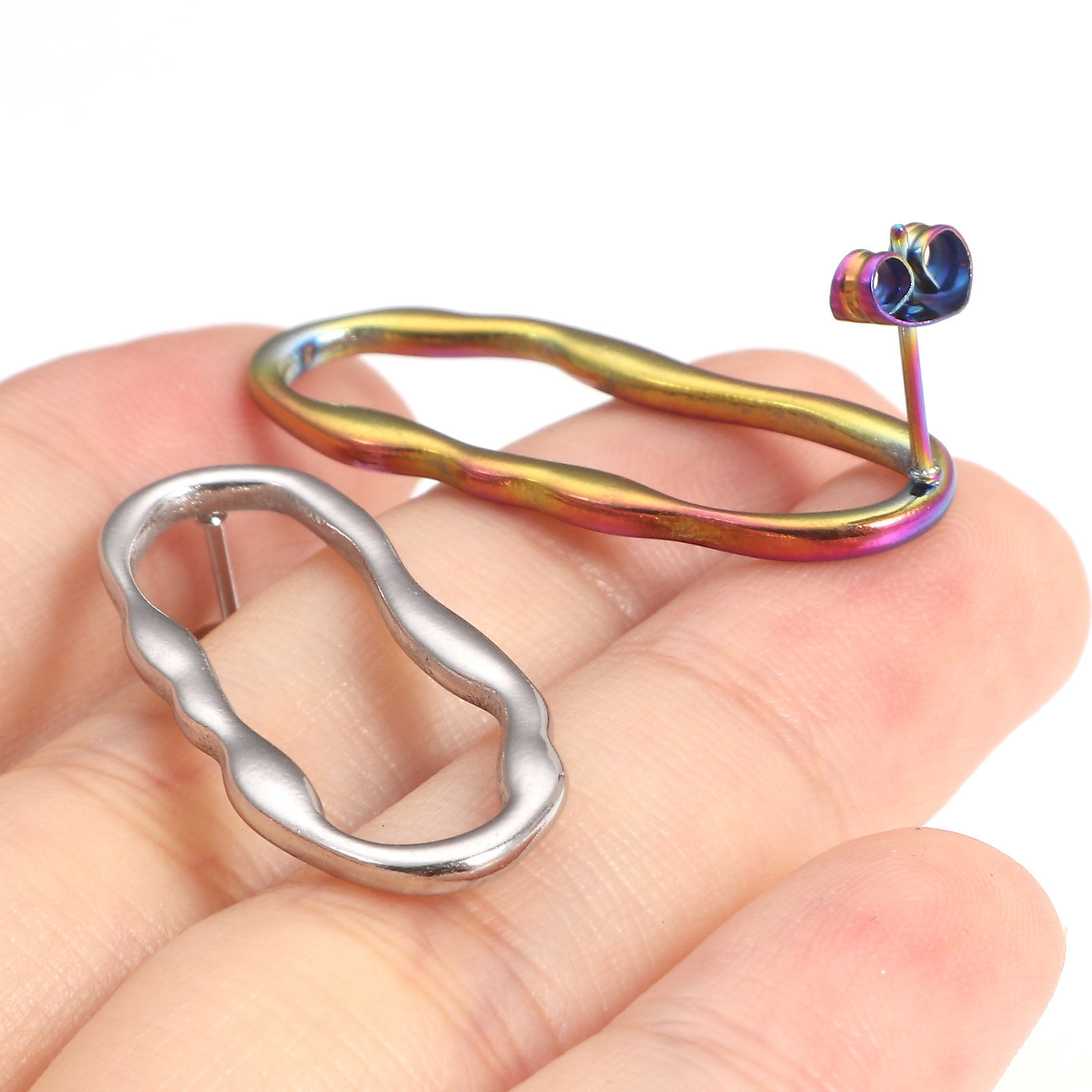 Picture of 304 Stainless Steel Geometry Series Ear Post Stud Earrings With Stoppers