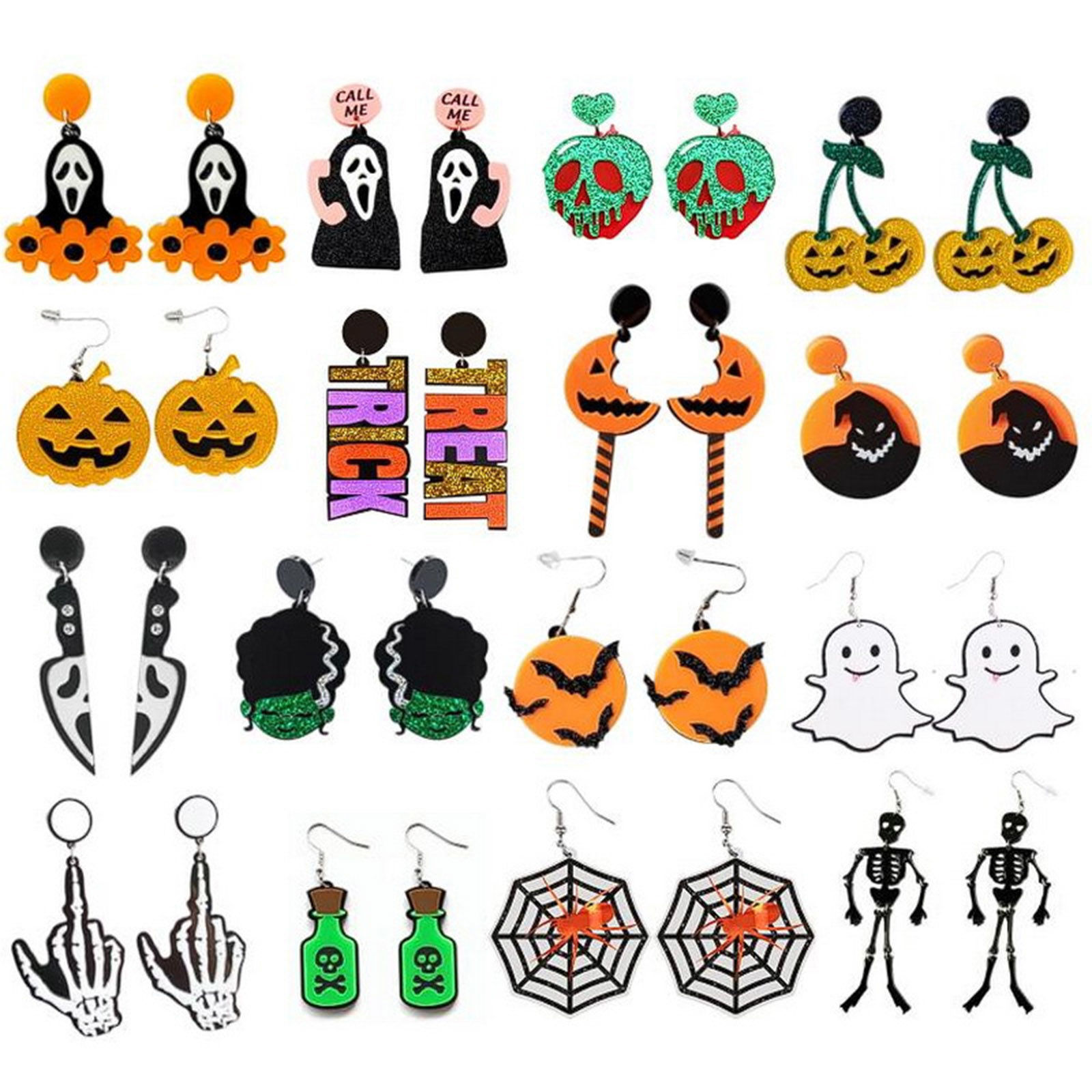 Imagen de Acrílico Lindo Pendientes Multicolor Halloween Fantasma Cráneo 1 Par
