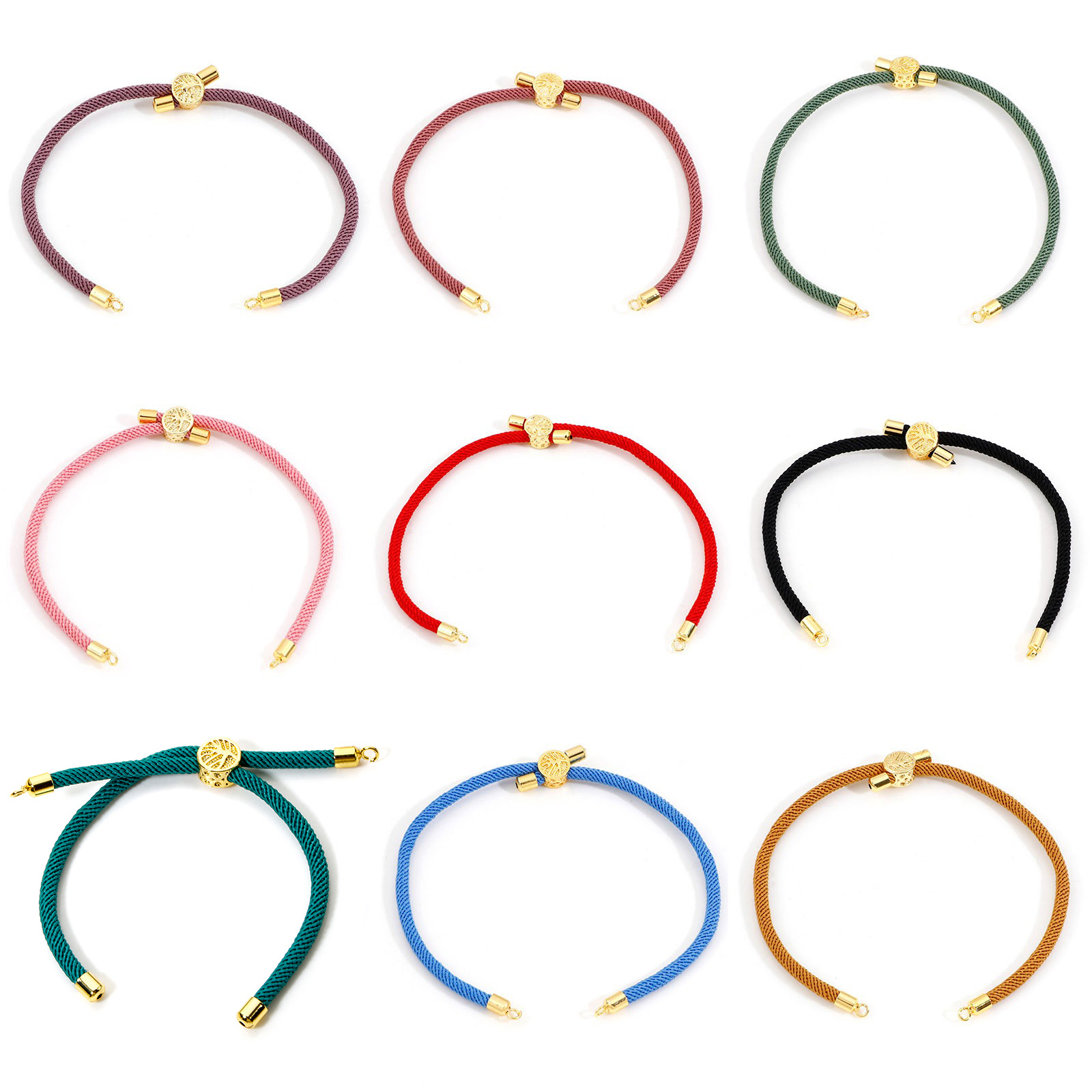 Picture of Polyester Braided Semi-finished Bracelets For DIY Handmade Jewelry Making Accessories Findings Multicolor Adjustable 20.5cm(8 1/8") long