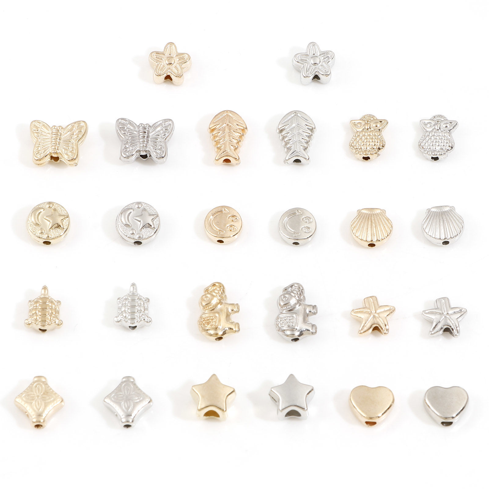 Imagen de CCB Plástico Cuentas para la Fabricación de Joyas con Dijes de Bricolaje KC Dorado Tono de Plata Dos Colores Mixto 2 Paquetes