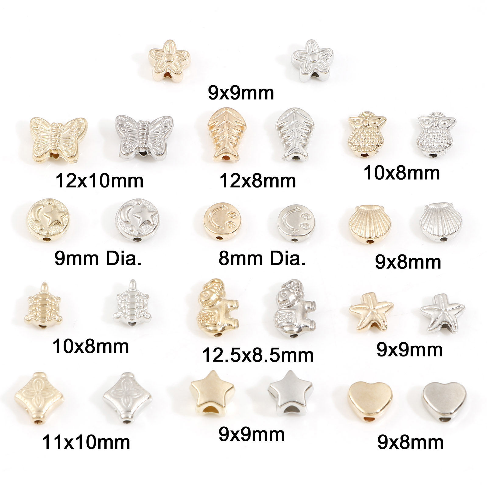 Imagen de CCB Plástico Cuentas para la Fabricación de Joyas con Dijes de Bricolaje KC Dorado Tono de Plata Dos Colores Mixto 2 Paquetes