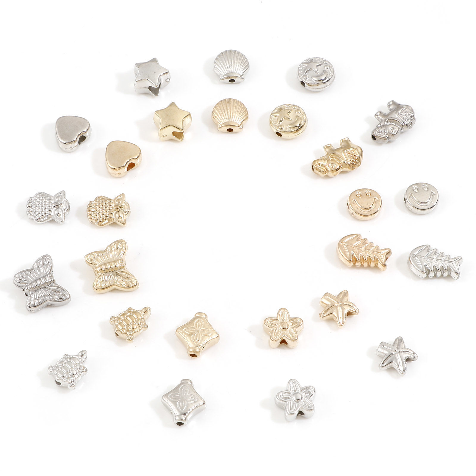 Imagen de CCB Plástico Cuentas para la Fabricación de Joyas con Dijes de Bricolaje KC Dorado Tono de Plata Dos Colores Mixto 2 Paquetes