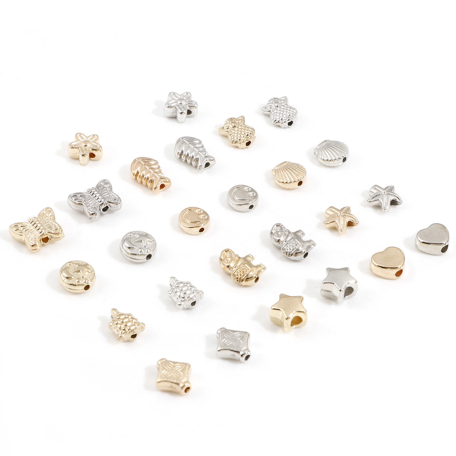 Imagen de CCB Plástico Cuentas para la Fabricación de Joyas con Dijes de Bricolaje KC Dorado Tono de Plata Dos Colores Mixto 2 Paquetes