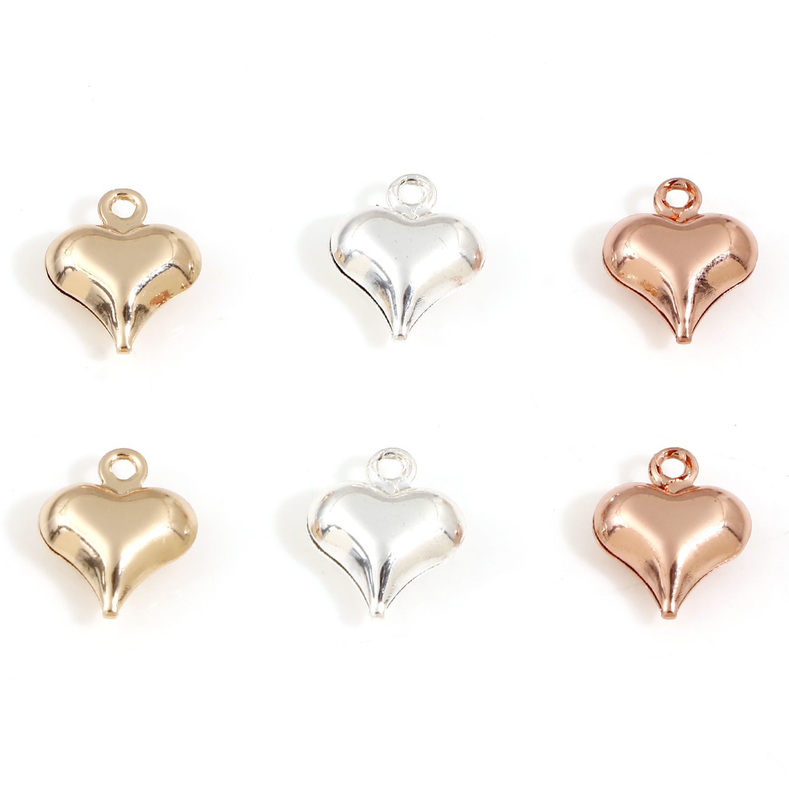 Picture of Brass Valentine's Day Charms Multicolor Heart 3D 11mm x 8mm