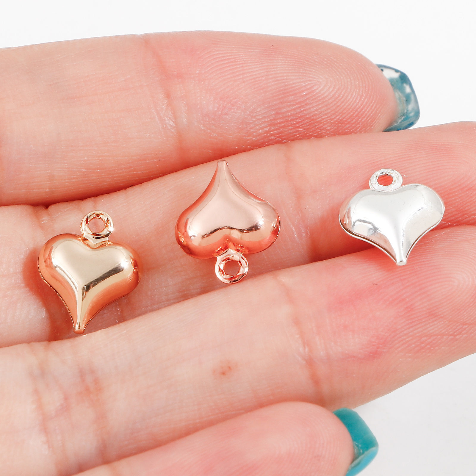 Picture of Brass Valentine's Day Charms Multicolor Heart 3D 11mm x 8mm