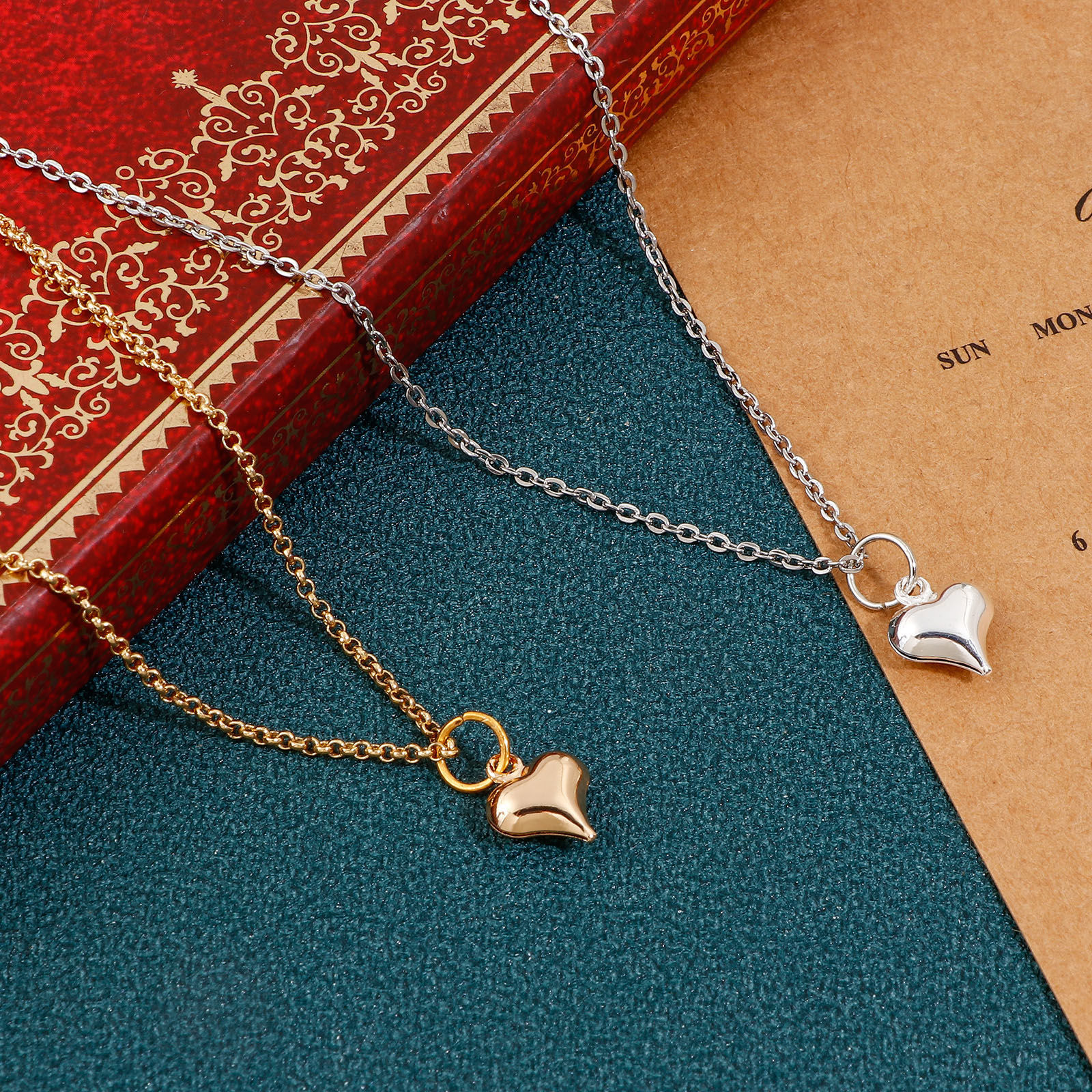 Picture of Brass Valentine's Day Charms Multicolor Heart 3D 11mm x 8mm