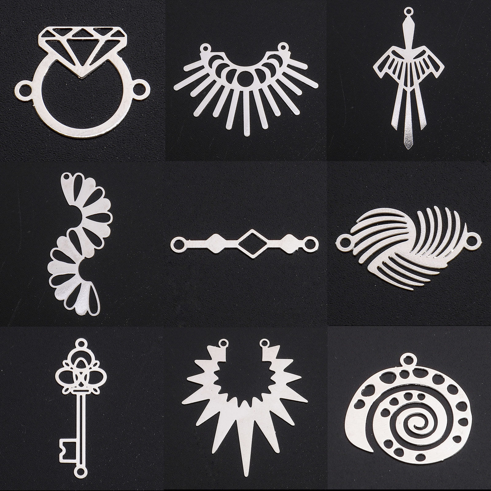 Picture of Iron Based Alloy Filigree Stamping Connectors Charms Pendants Multicolor Spiral Sun Rays Hollow