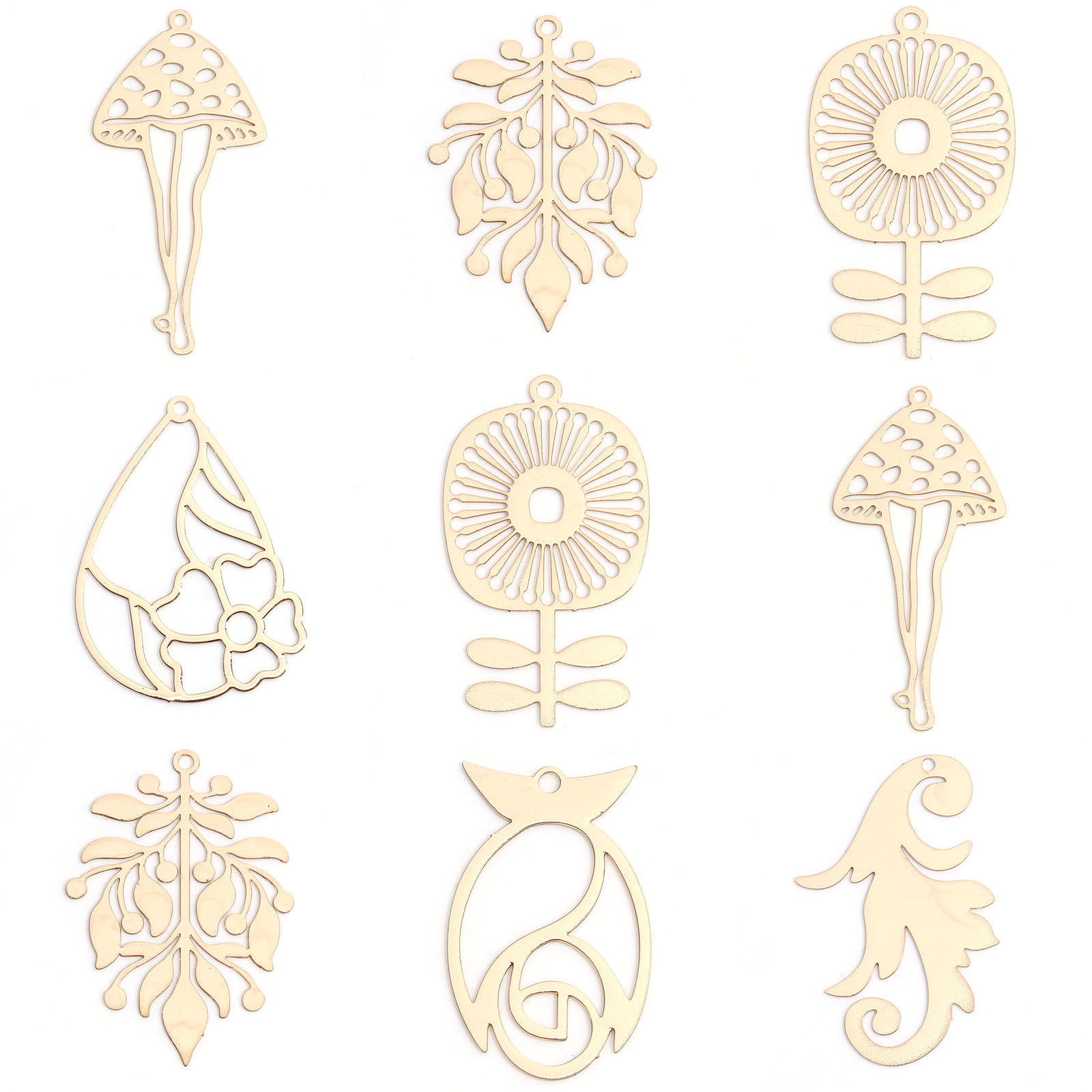 Picture of Iron Based Alloy Filigree Stamping Pendants Multicolor Flower Hollow