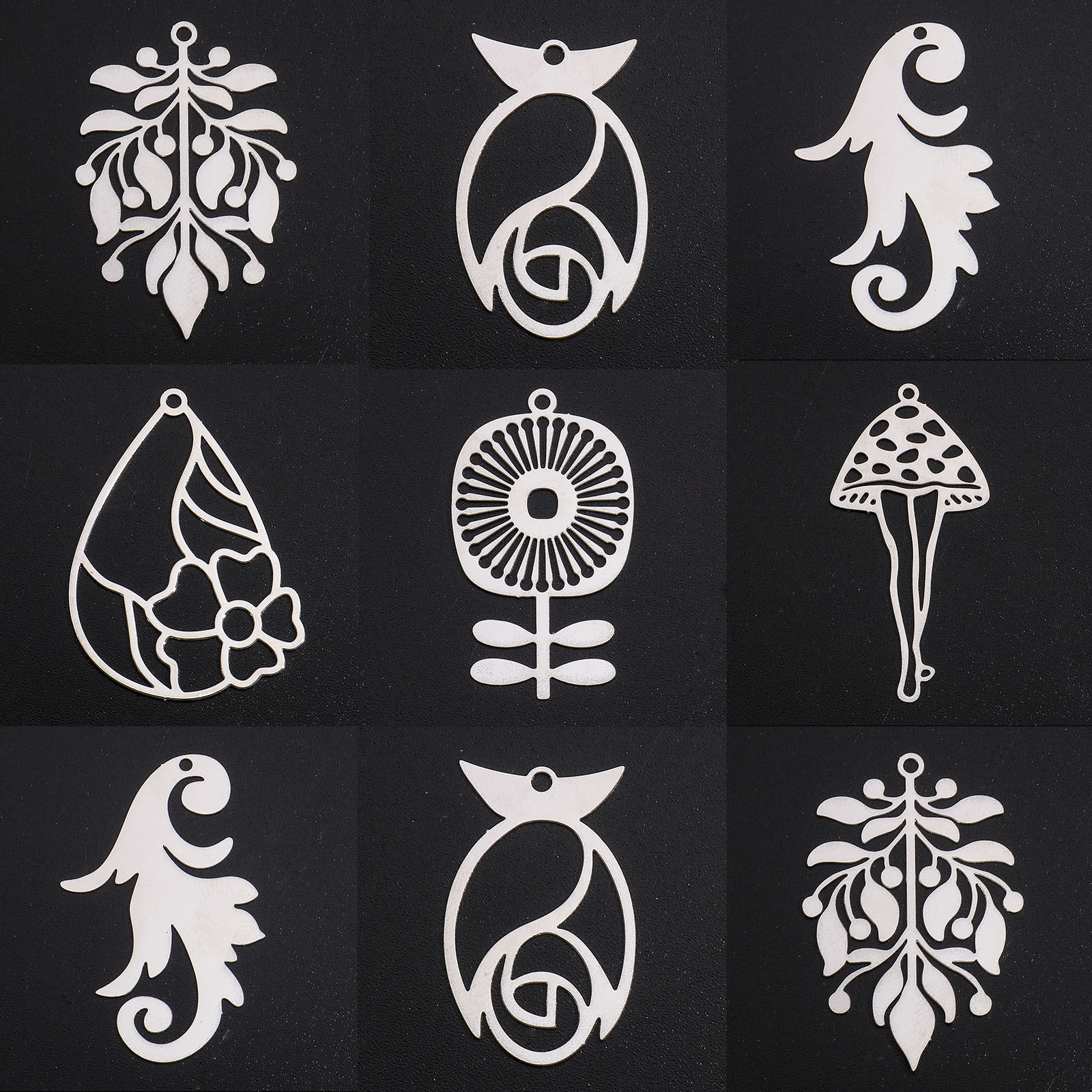 Picture of Iron Based Alloy Filigree Stamping Pendants Multicolor Flower Hollow