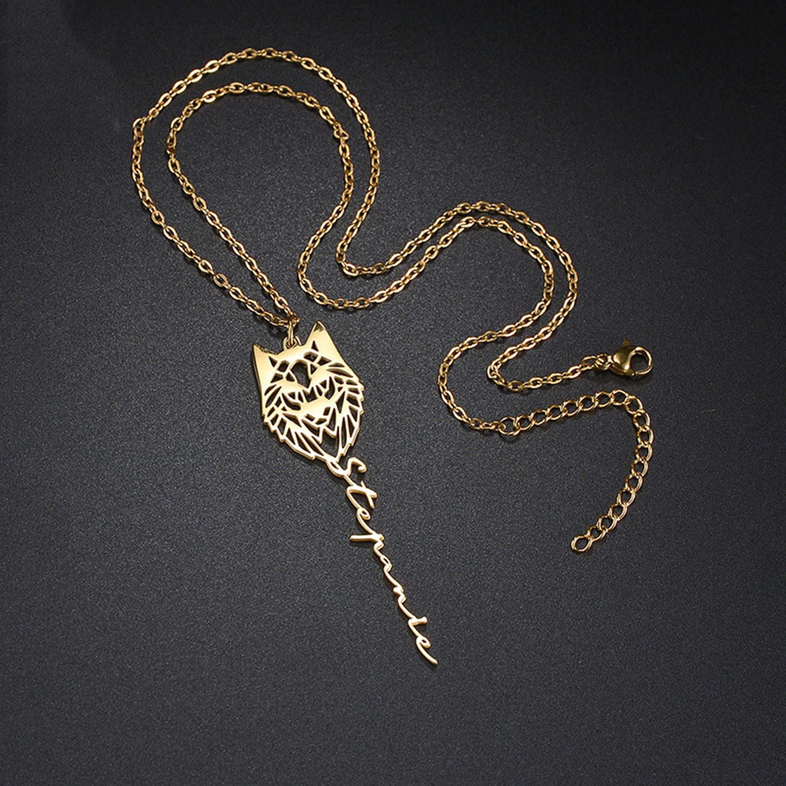 Изображение 1 ШТ Нержавеющая Сталь контур животных Индивидуальное имя Ожерелье Персонализированная подвеска с буквой 45см Длина