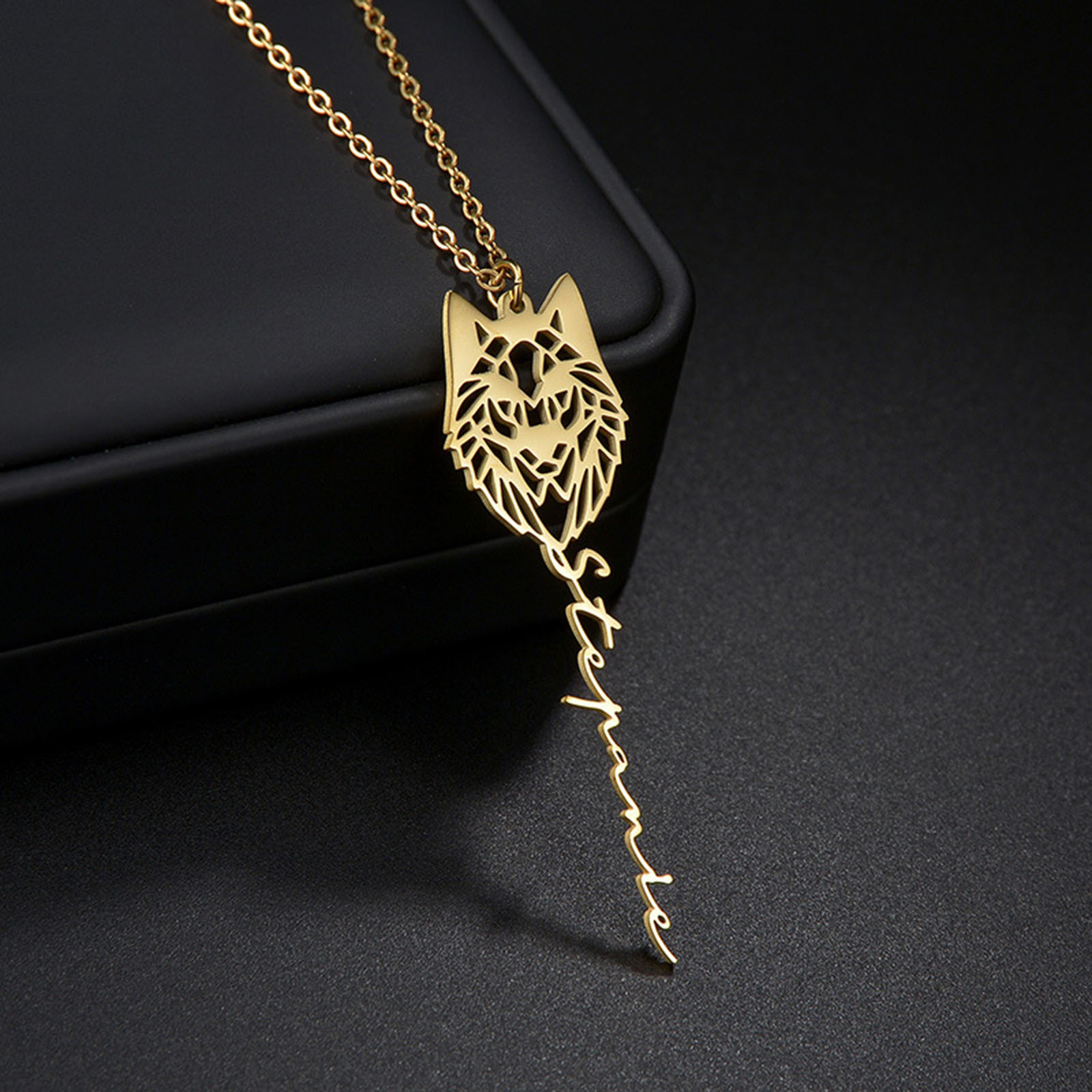 Изображение 1 ШТ Нержавеющая Сталь контур животных Индивидуальное имя Ожерелье Персонализированная подвеска с буквой 45см Длина