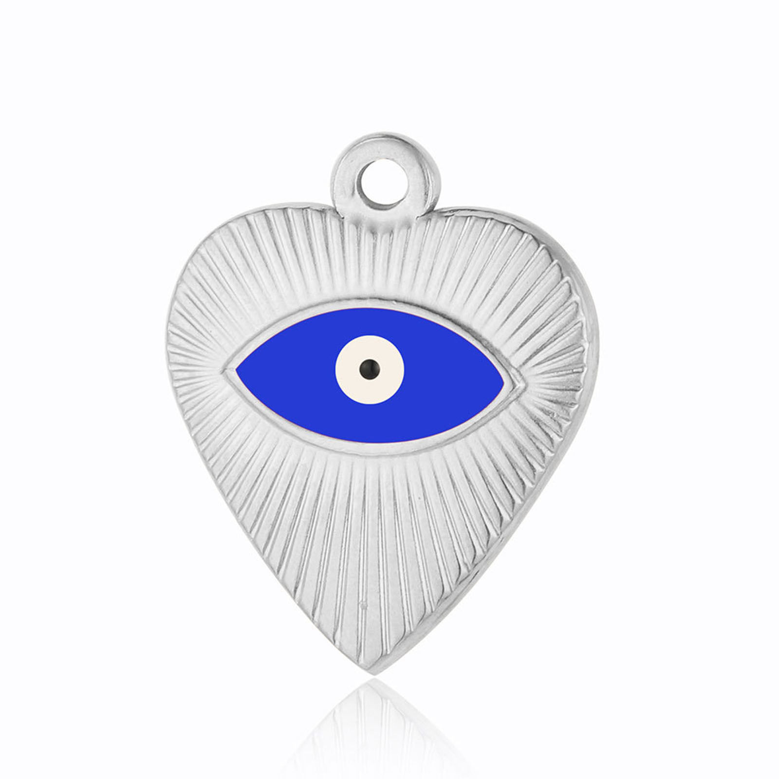 Picture of 304 Stainless Steel Religious Charms Geometric Evil Eye Enamel 28mm x 26mm
