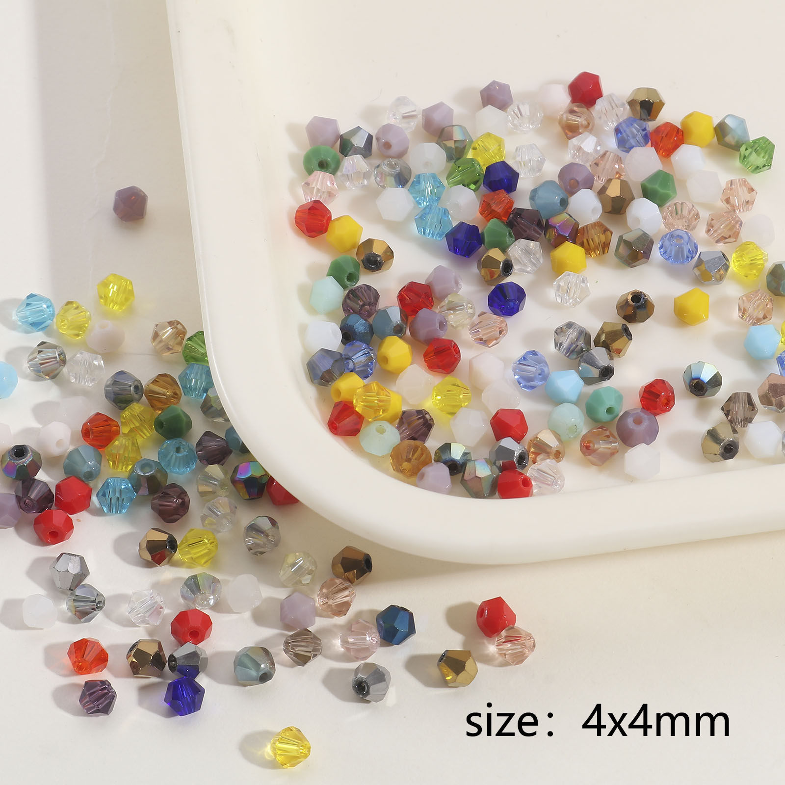 Picture of Glass Beads For DIY Jewelry Making Bicone Multicolor Faceted About 4mm x 4mm