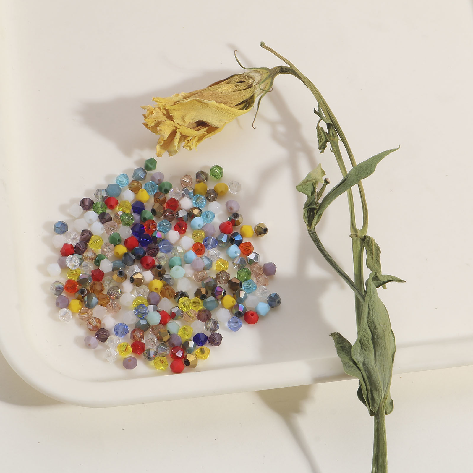 Picture of Glass Beads For DIY Jewelry Making Bicone Multicolor Faceted About 4mm x 4mm