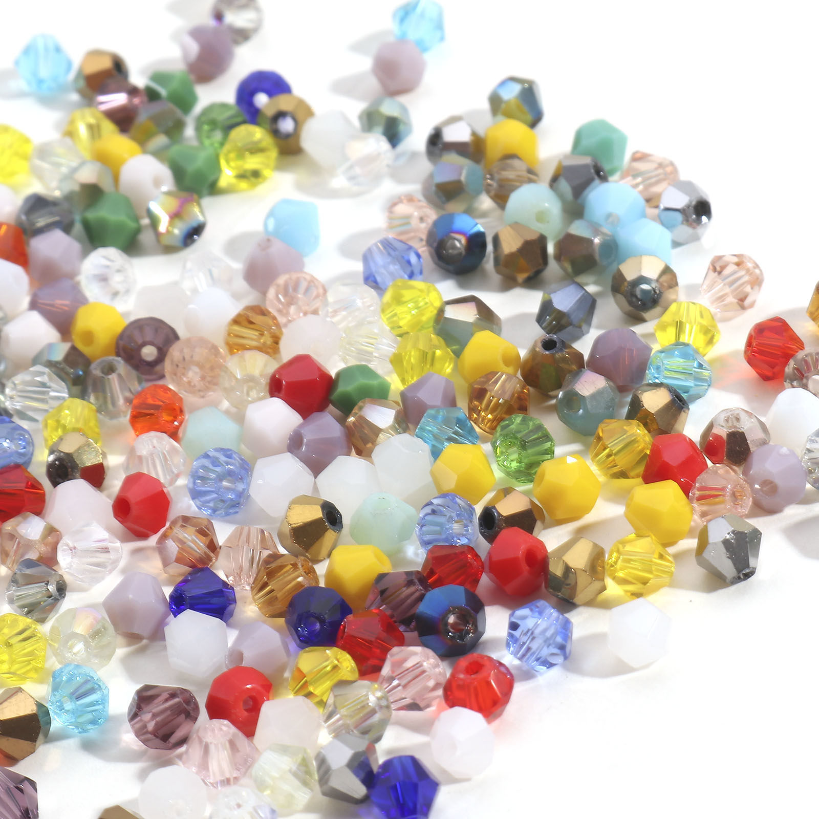 Picture of Glass Beads For DIY Jewelry Making Bicone Multicolor Faceted About 4mm x 4mm