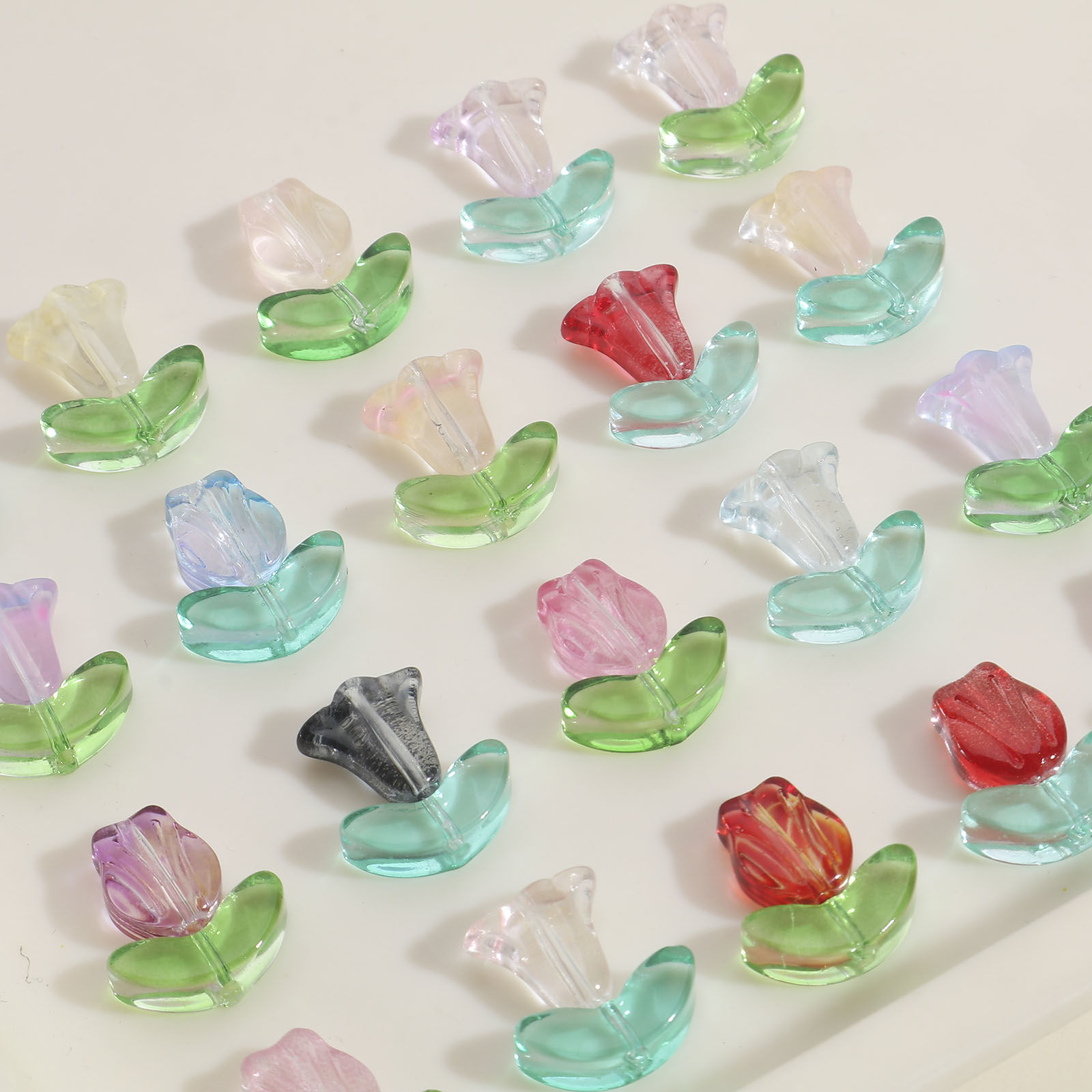 Picture of Glass Beads For DIY Jewelry Making Rose Flower Multicolor Lily Of The Valley Flower