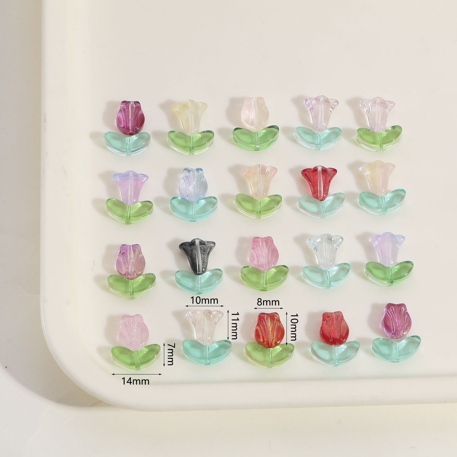 Picture of Glass Beads For DIY Jewelry Making Rose Flower Multicolor Lily Of The Valley Flower