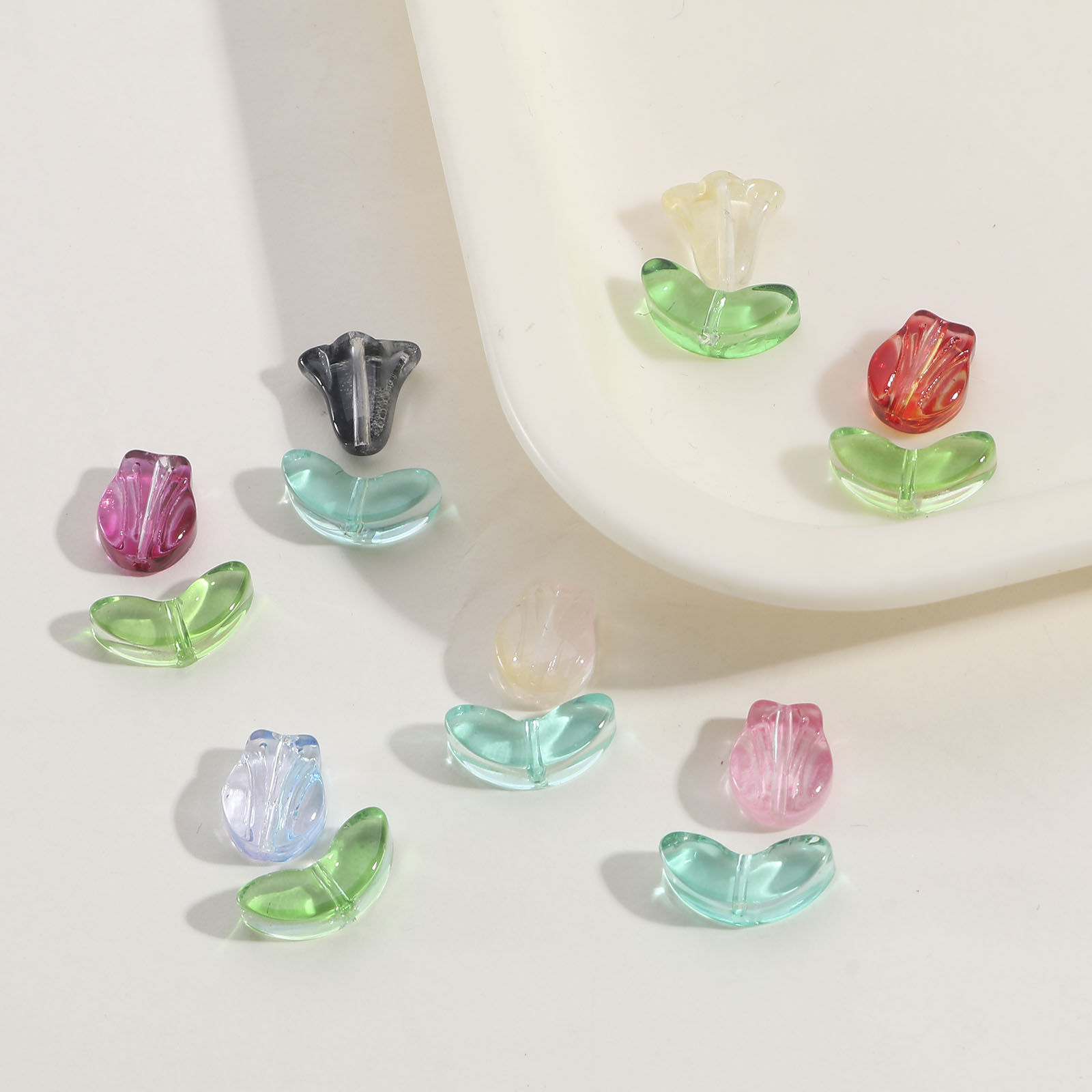 Picture of Glass Beads For DIY Jewelry Making Rose Flower Multicolor Lily Of The Valley Flower