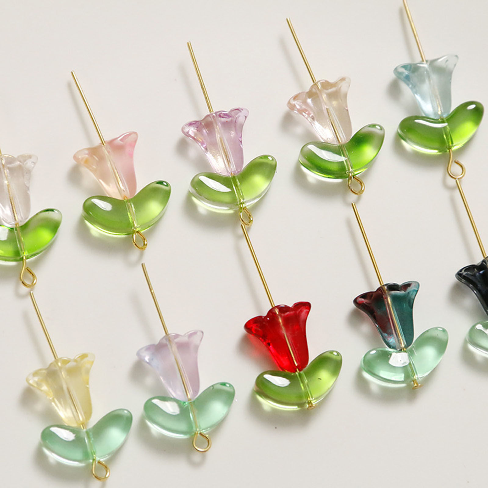 Picture of Glass Beads For DIY Jewelry Making Rose Flower Multicolor Lily Of The Valley Flower
