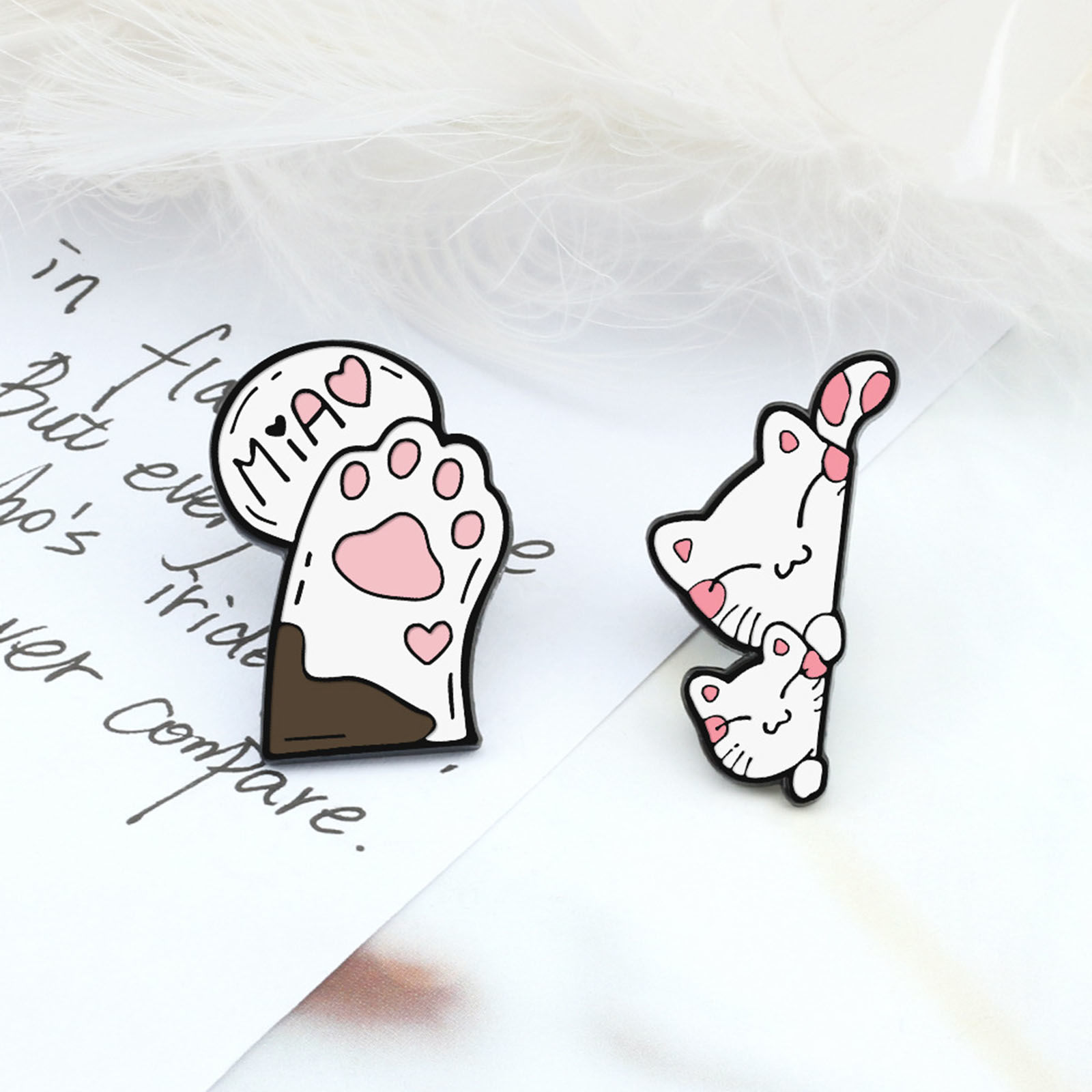 Picture of Cute Pin Brooches Cat Animal Paw Print Multicolor Enamel
