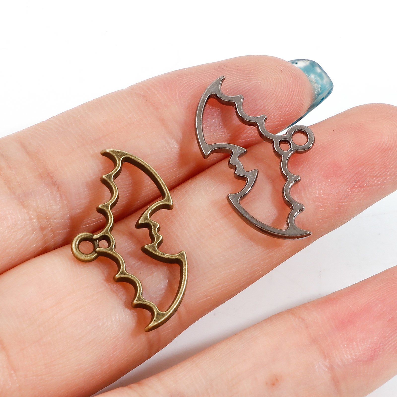 Picture of Zinc Based Alloy Halloween Charms Multicolor Halloween Bat Animal Hollow 24mm x 14mm