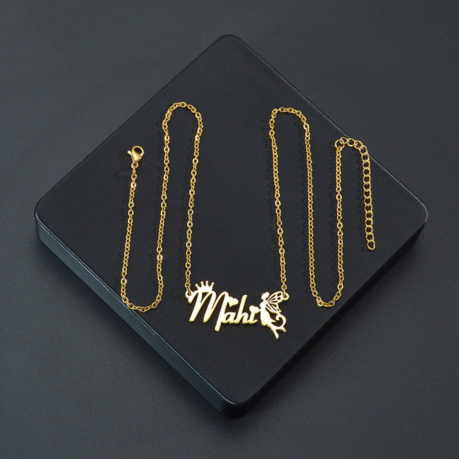 Изображение 1 ШТ 304 Нержавеющая Сталь Индивидуальное имя Ожерелье Персонализированная подвеска с буквой Разноцветный 45см Длина