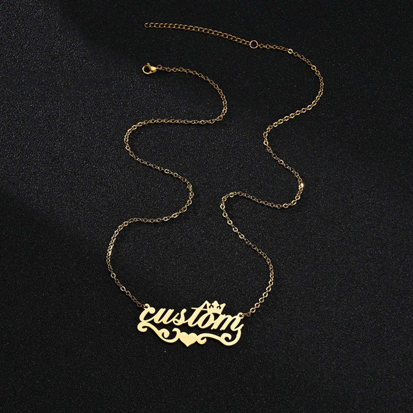 Изображение 1 ШТ 304 Нержавеющая Сталь Индивидуальное имя Ожерелье Персонализированная подвеска с буквой Корона Сердце Разноцветный 45см Длина