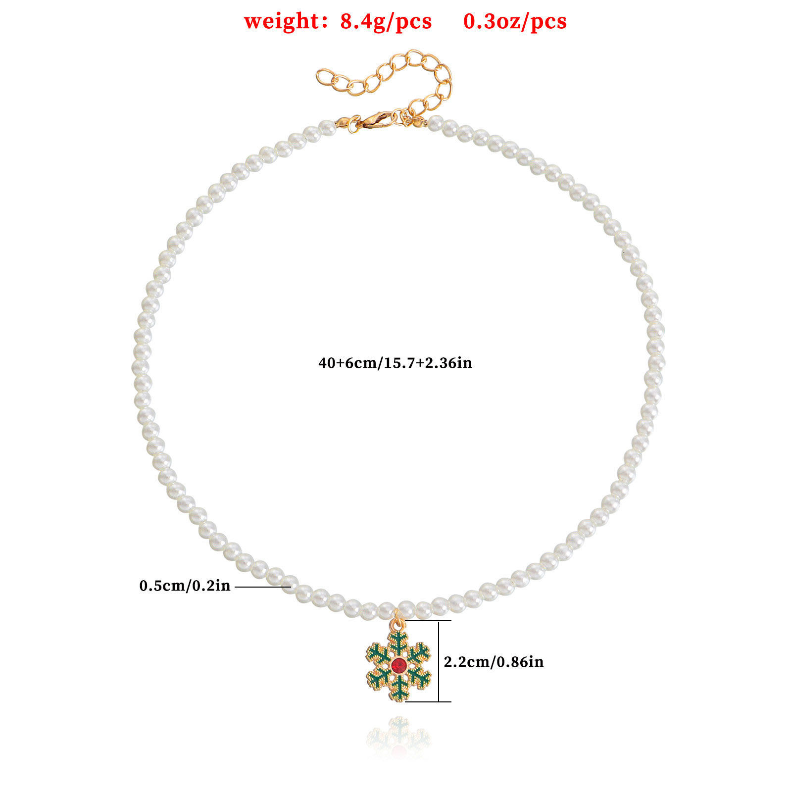 Picture of Stylish Pendant Necklace Gold Plated Christmas Snowflake Christmas Tree Imitation Pearl