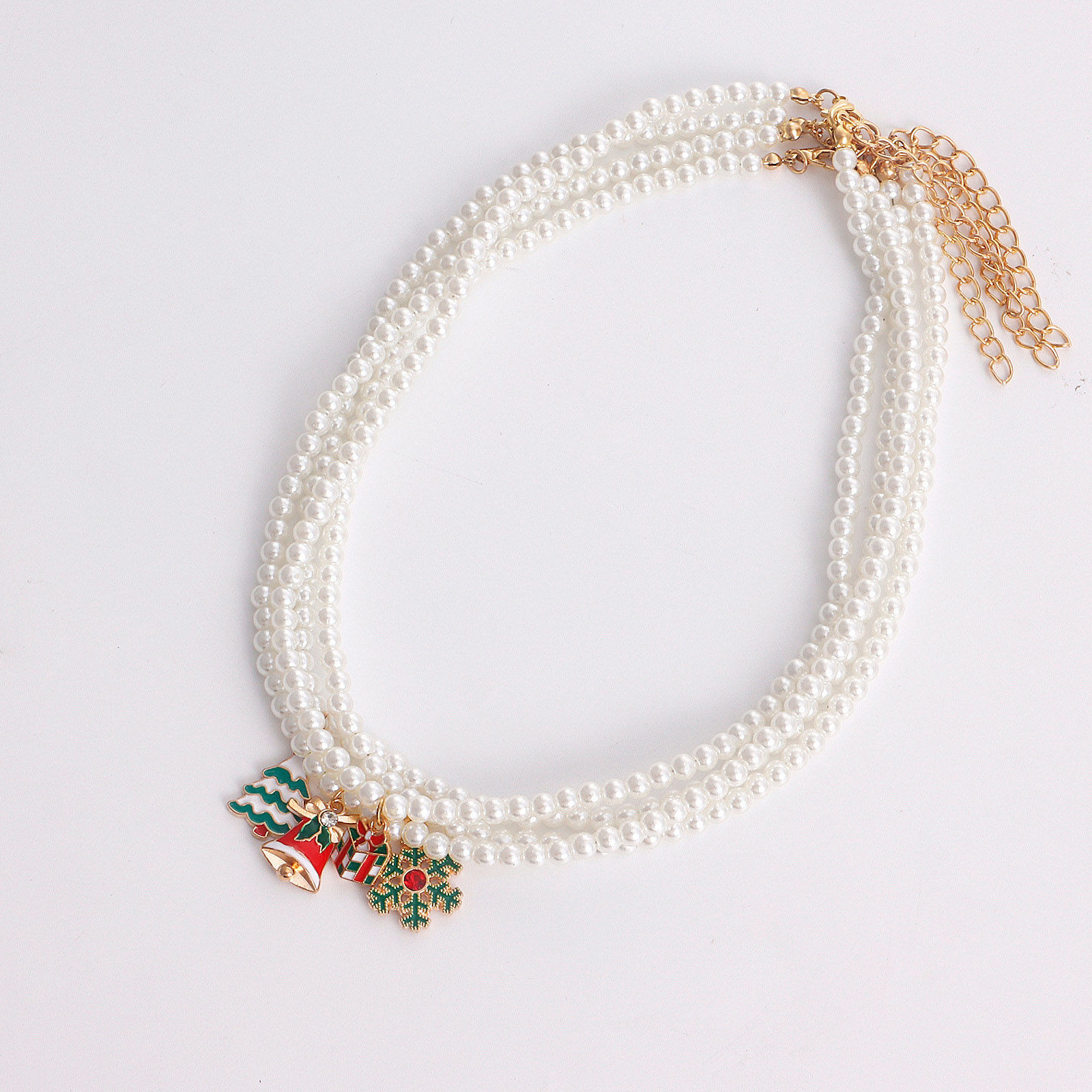 Picture of Stylish Pendant Necklace Gold Plated Christmas Snowflake Christmas Tree Imitation Pearl
