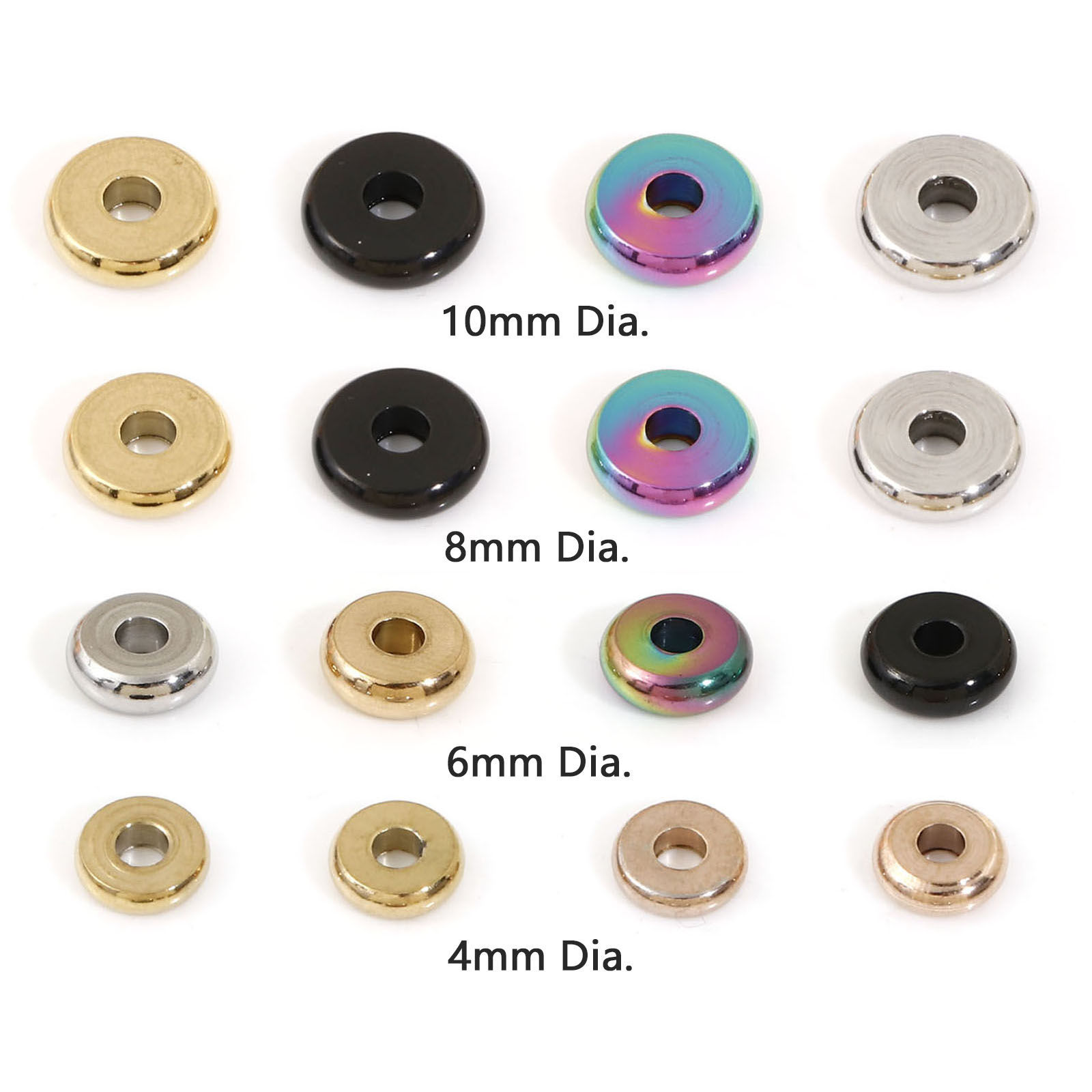 Bild von 304 Edelstahl Perlen für die DIY-Schmuckherstellung Disc 10 Stück